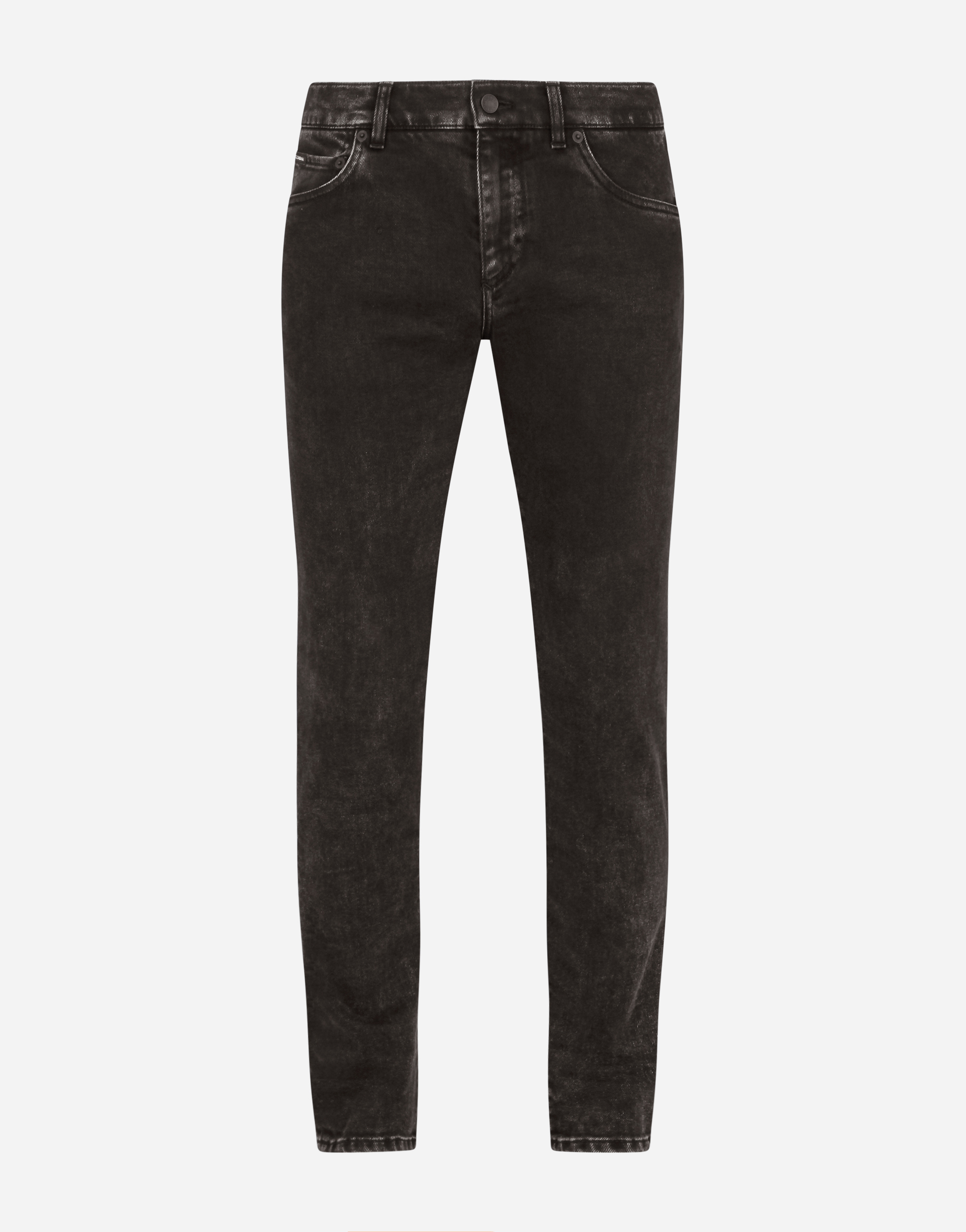 Washed black skinny stretch jeans with DG logo in Azure