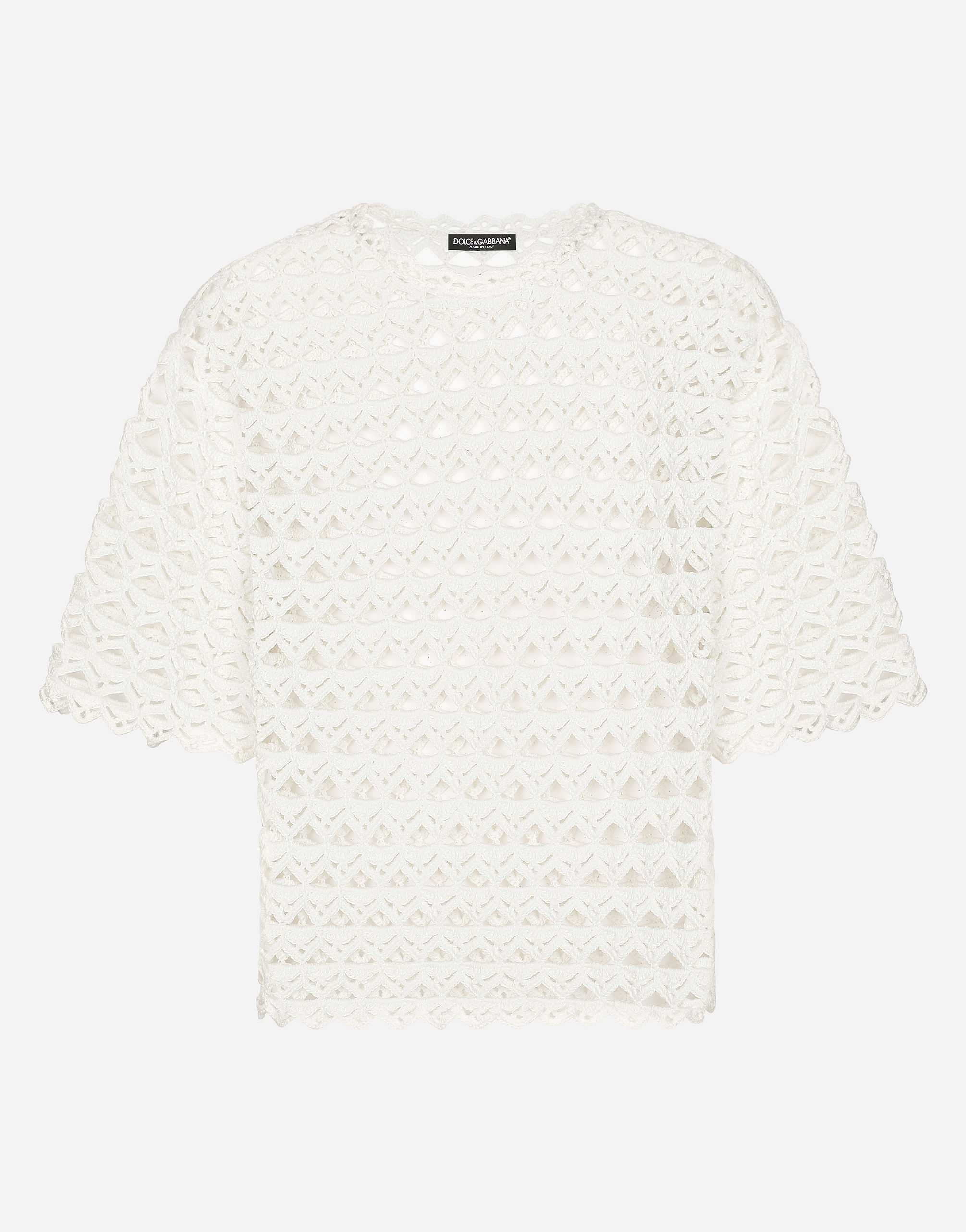 Cotton round-neck sweater in White