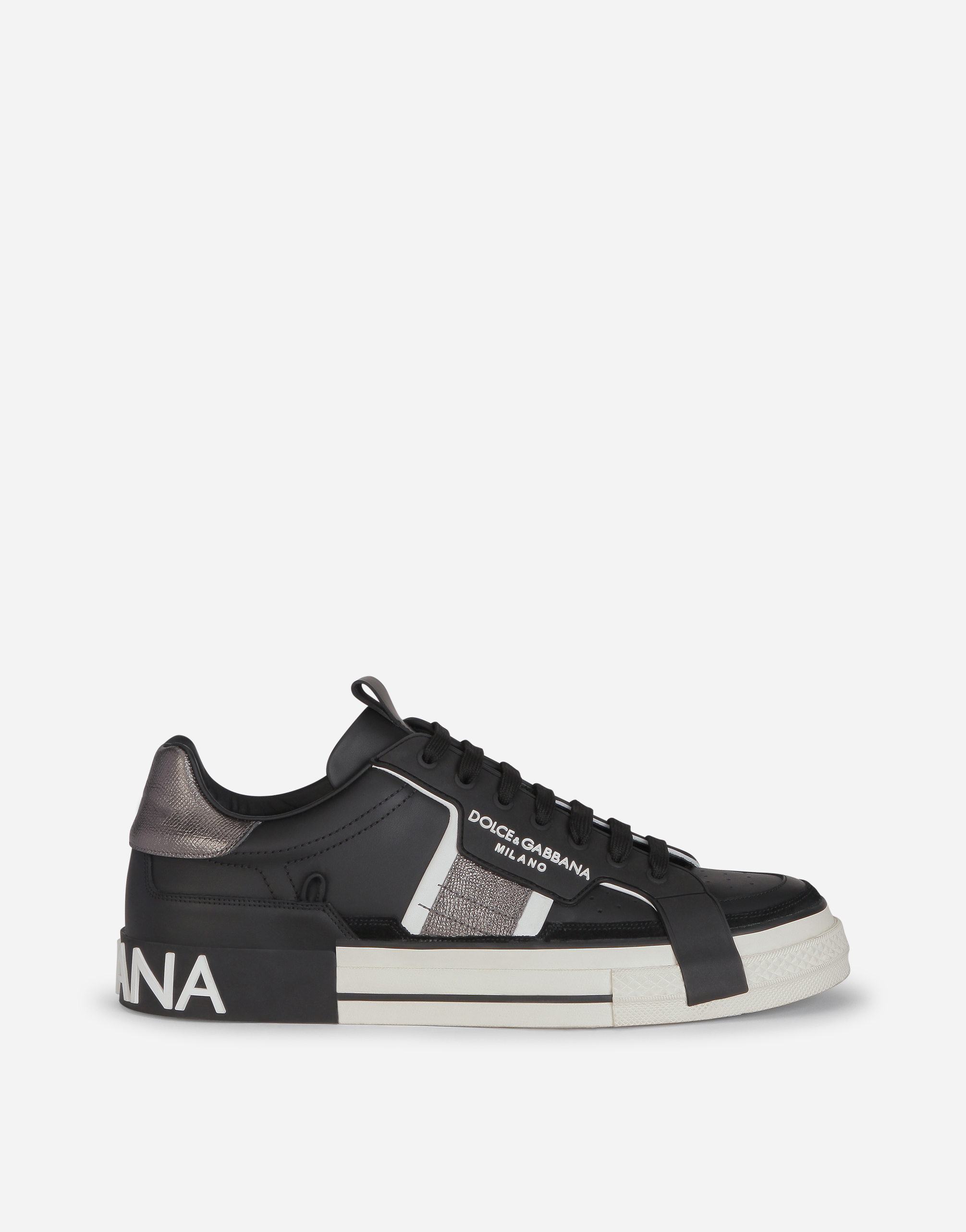 Calfskin Custom 2.Zero sneakers with contrasting details in Black/Silver