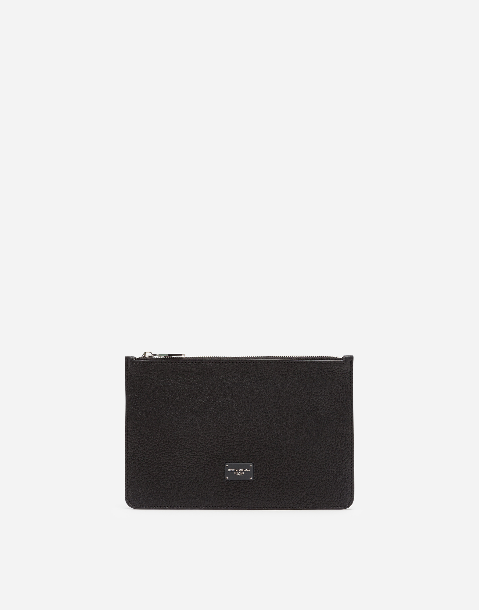 Flat calfskin Palermo fanny pack with logo plaque in Black