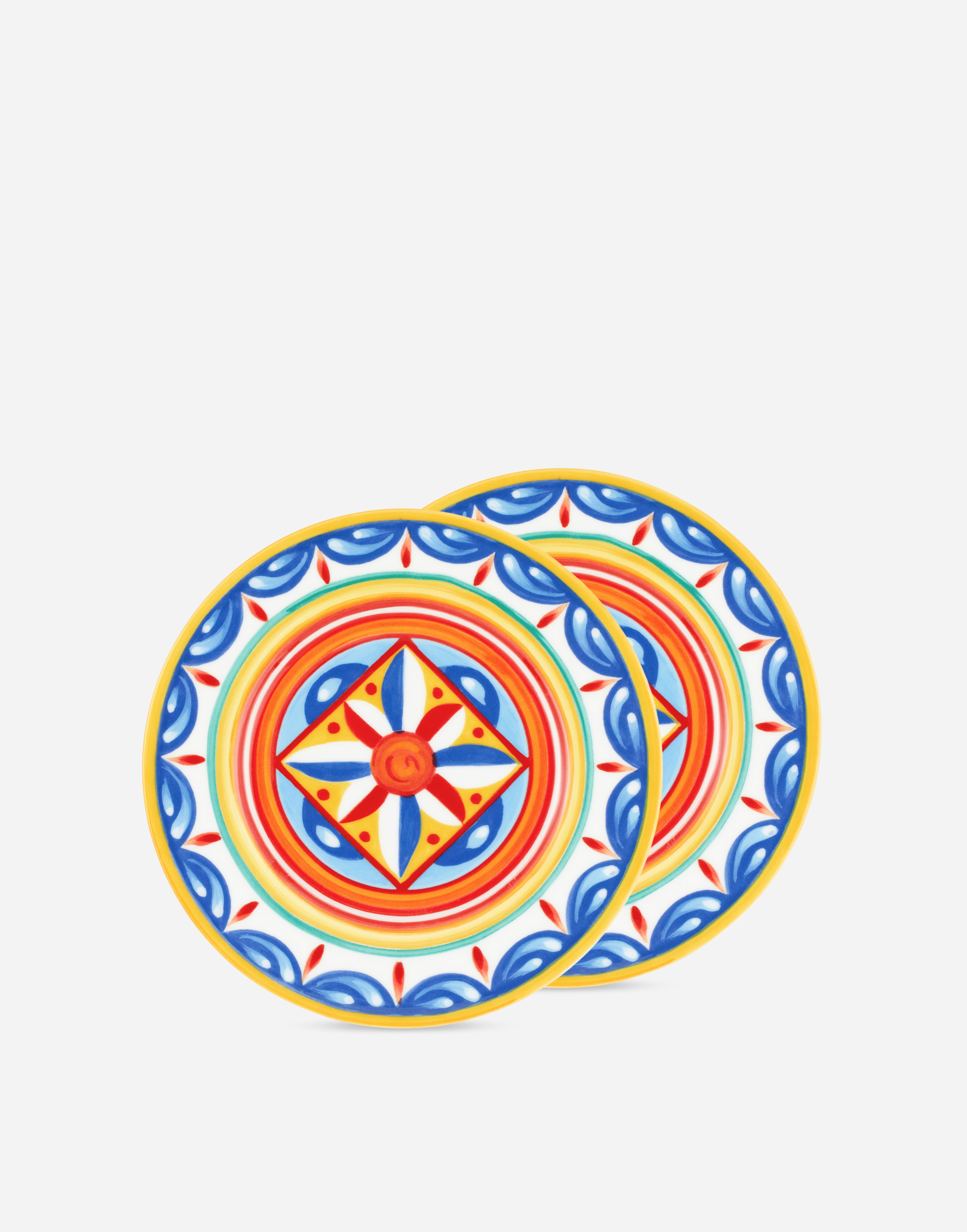 Set 2 Bread Plates in Fine Porcelain in Multicolor