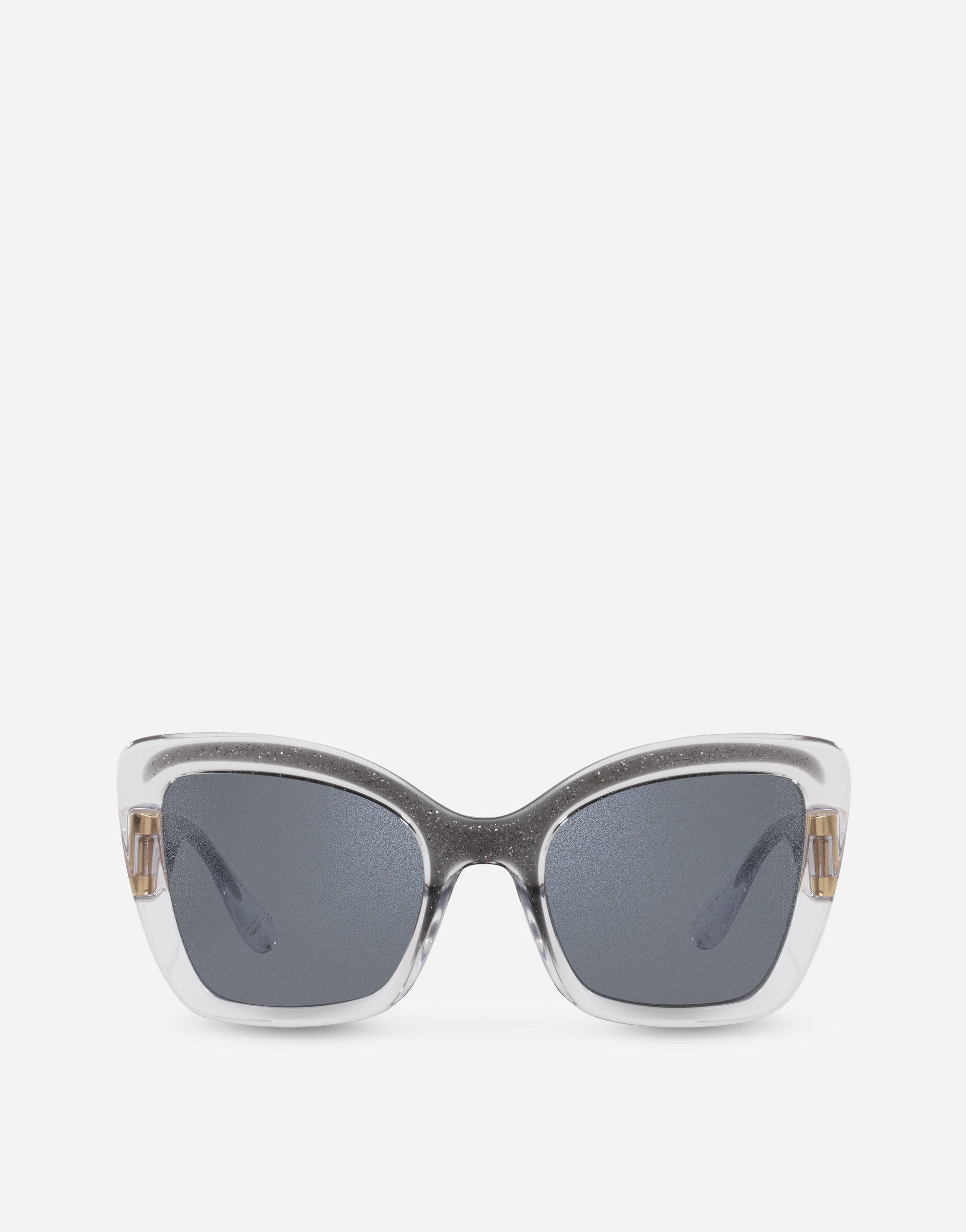 Step injection sunglasses in Clear and grey glitter