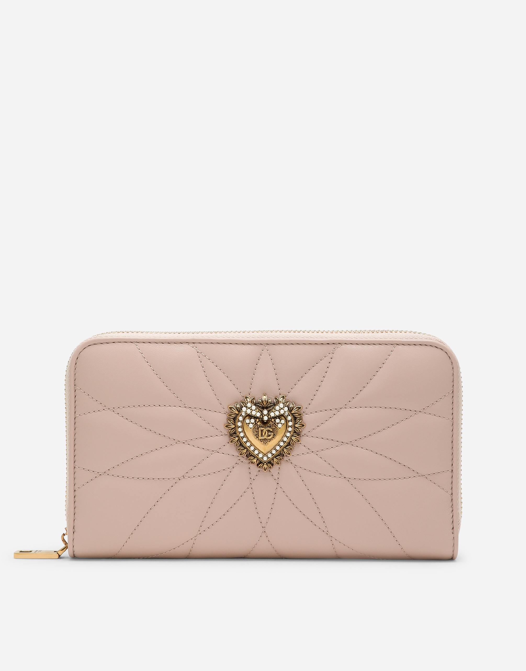 Zip-around Devotion wallet in nappa leather in Pale Pink