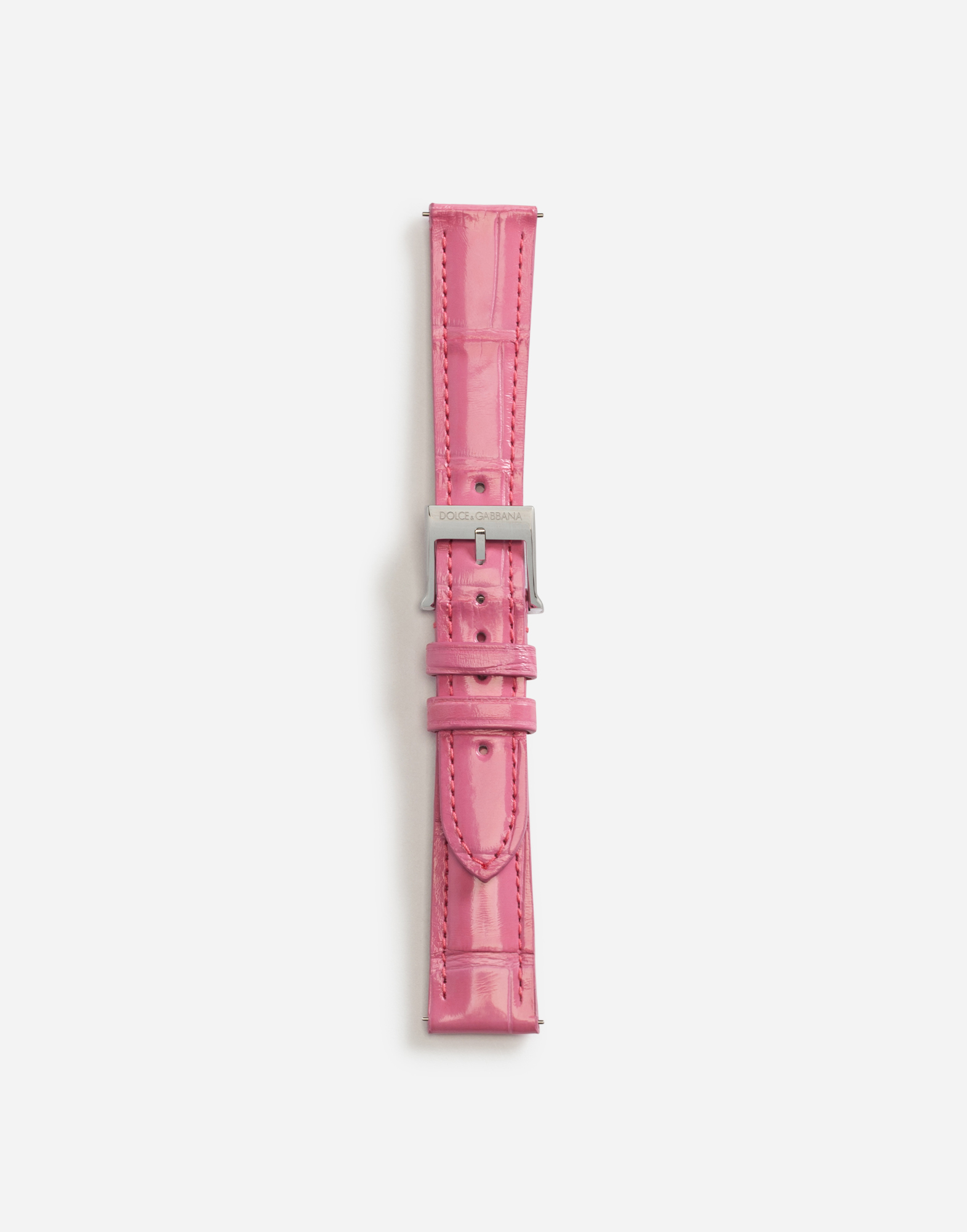 Alligator strap with buckle and hook in steel in Pink
