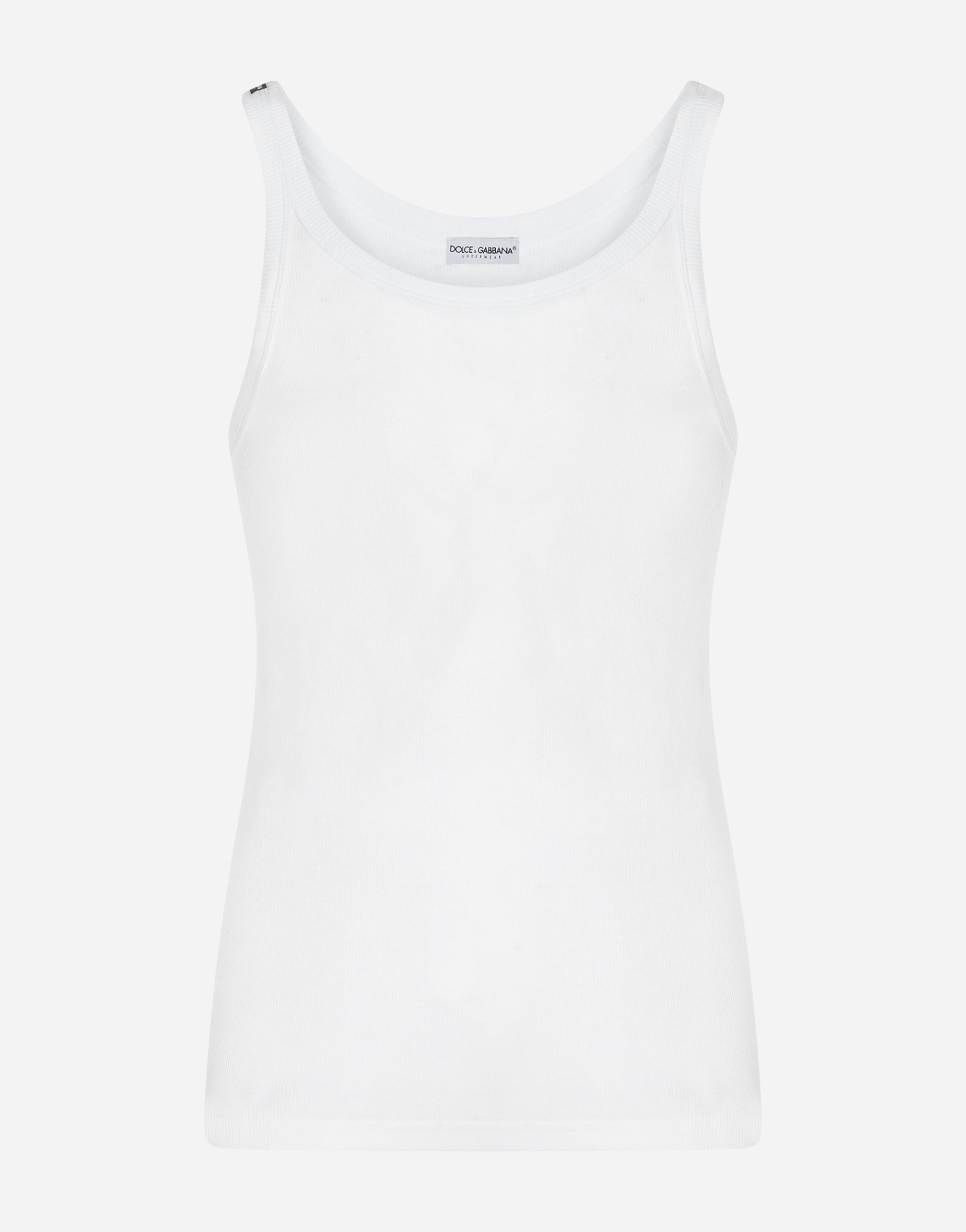 Tank top in ribbed cotton in White