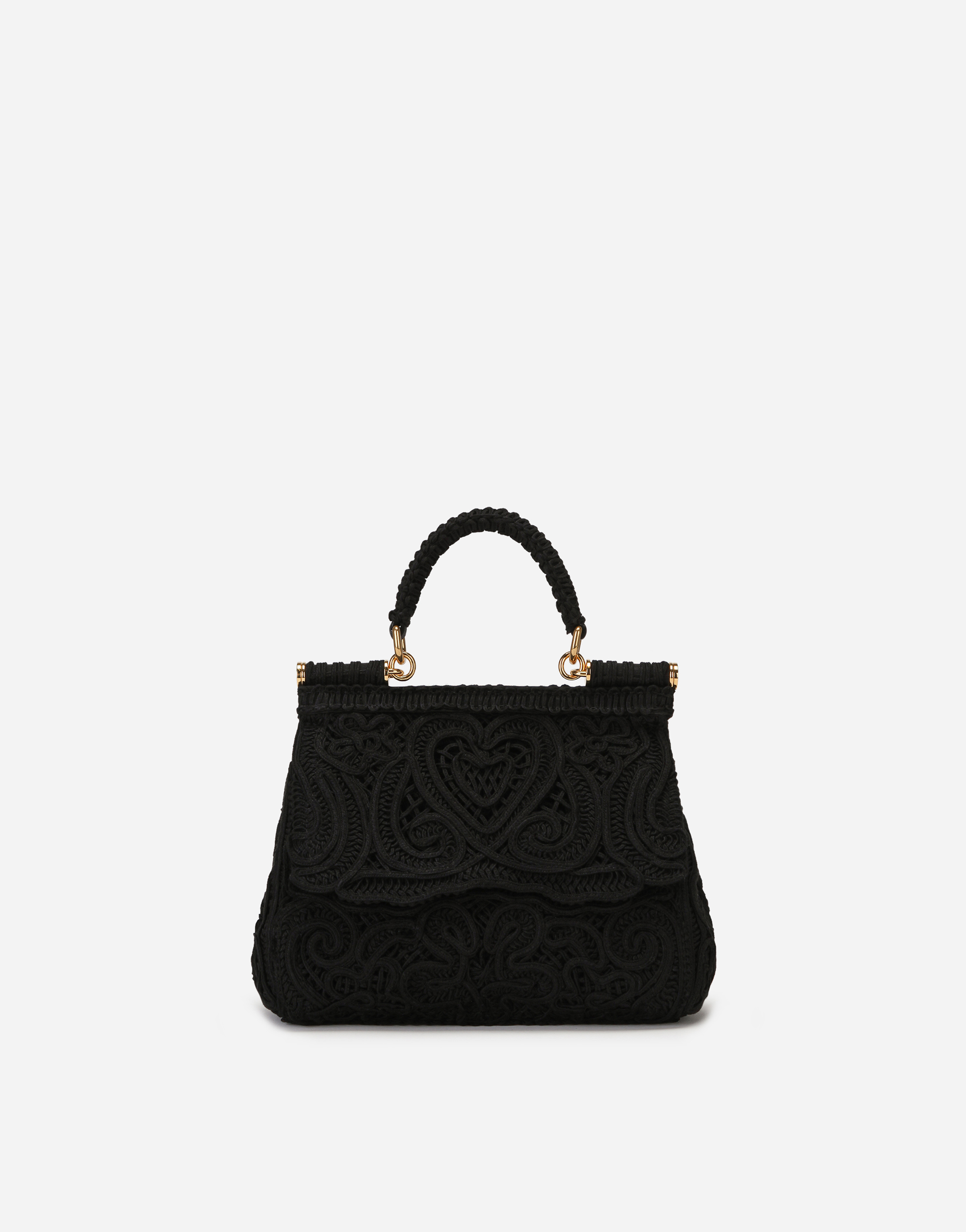 Small cordonetto lace Sicily bag in Black