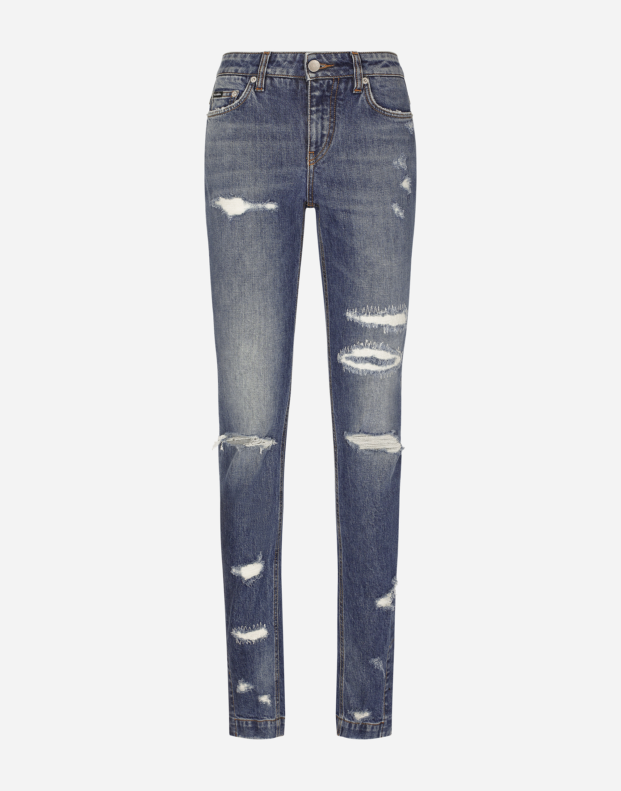 Girly jeans with ripped details in Multicolor