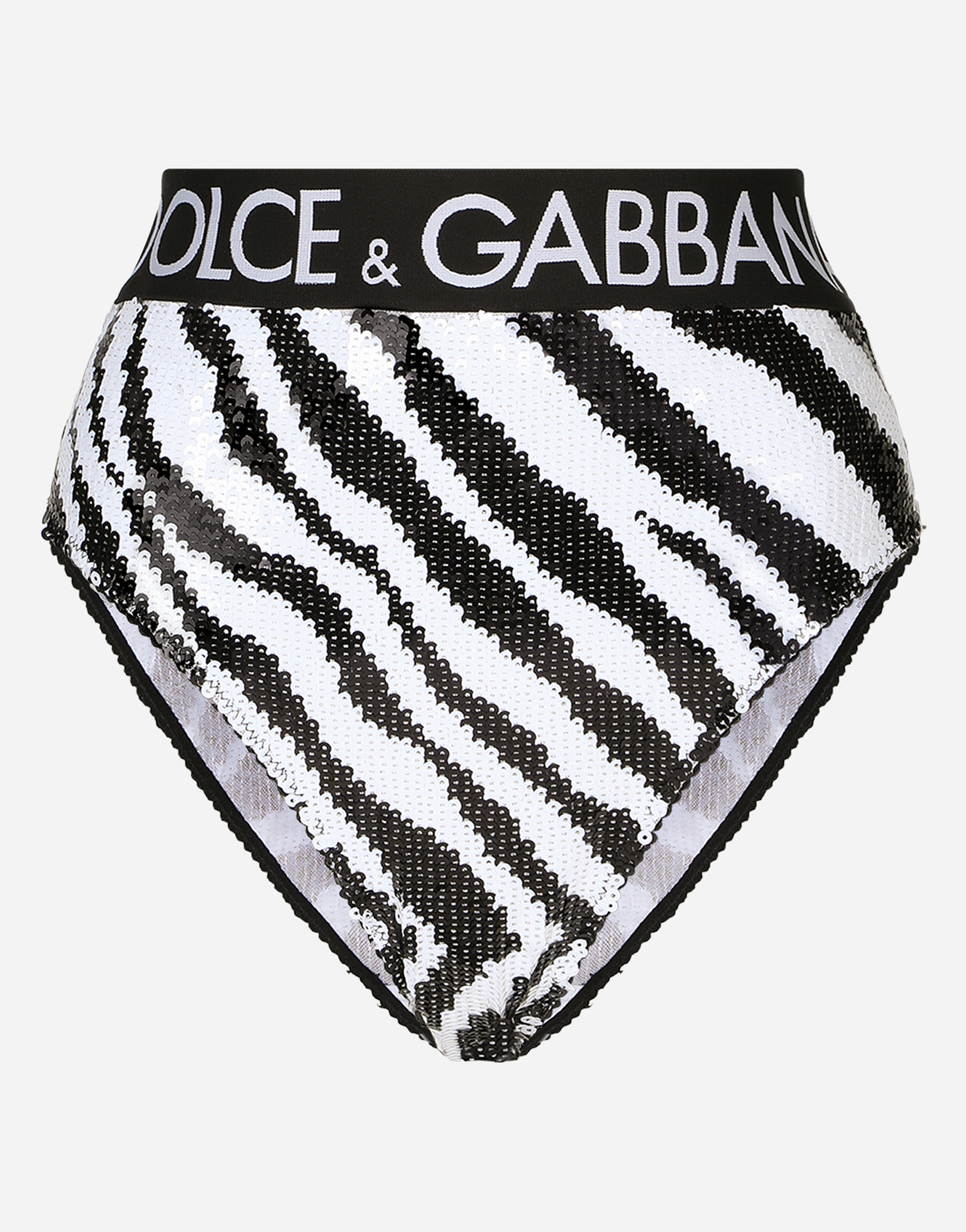 Sequined high-waisted panties with zebra embroidery in Multicolor