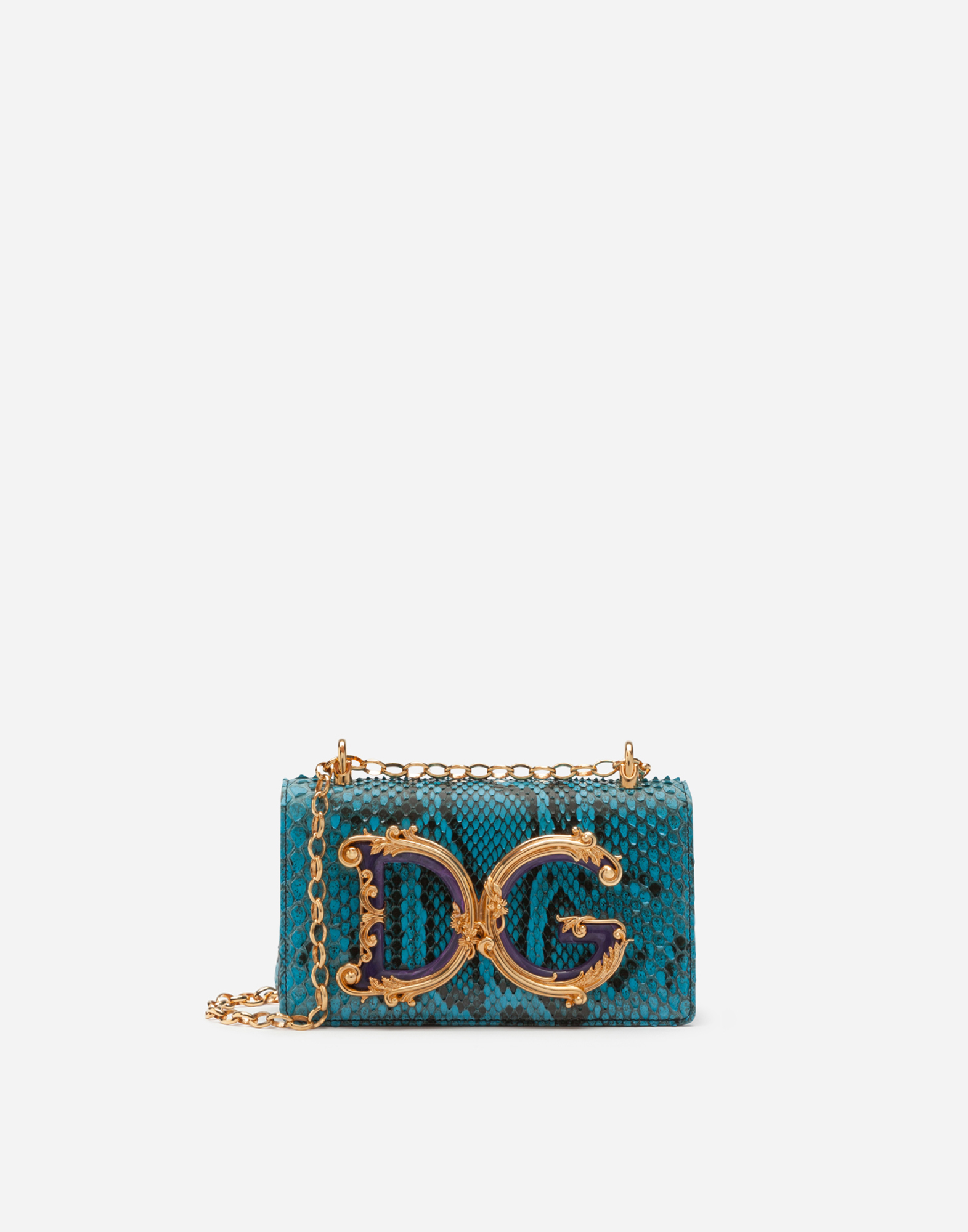Python DG Girls phone bag in Turquoise