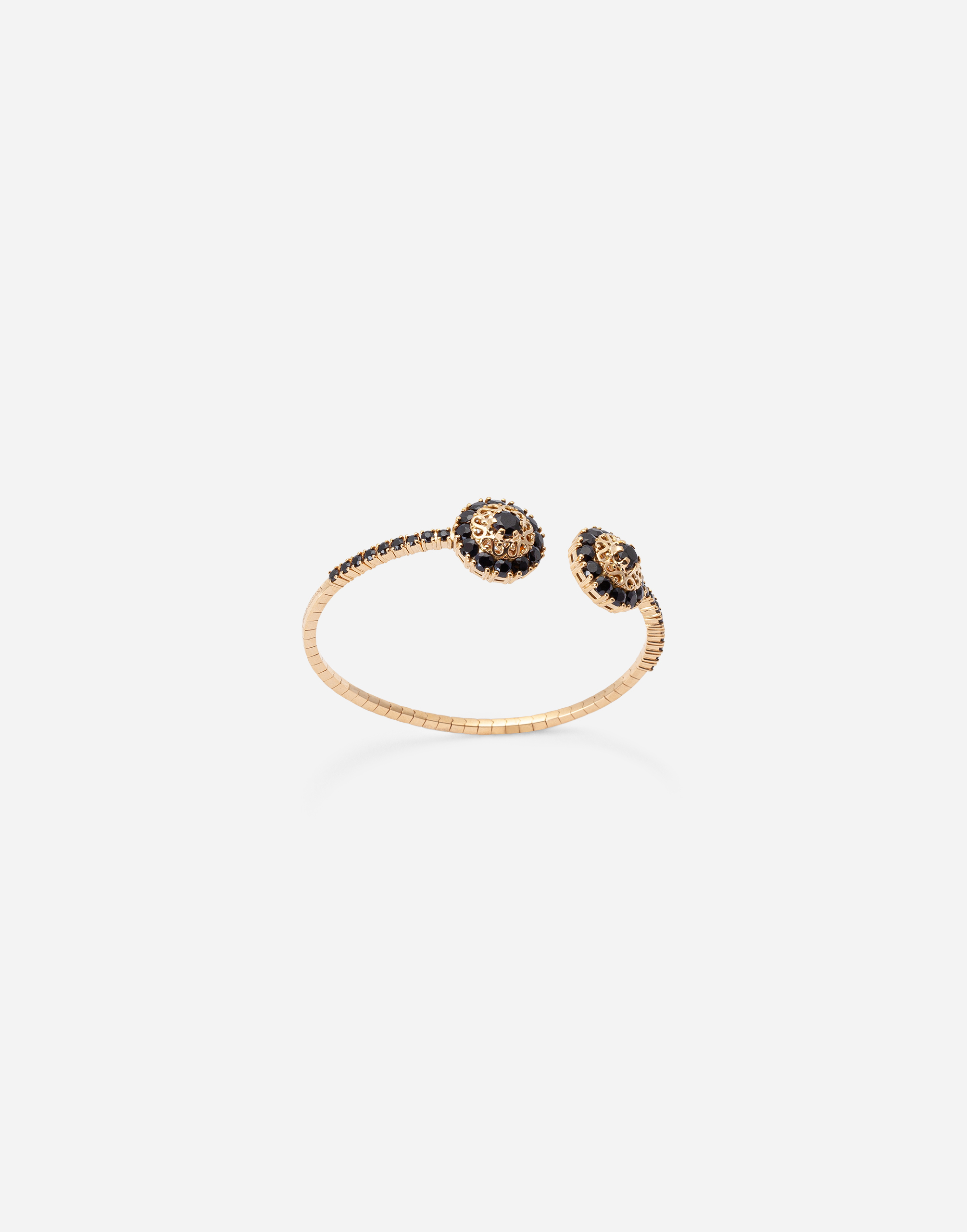 Family yellow gold bracelet with rosette motif and black sapphire in Gold