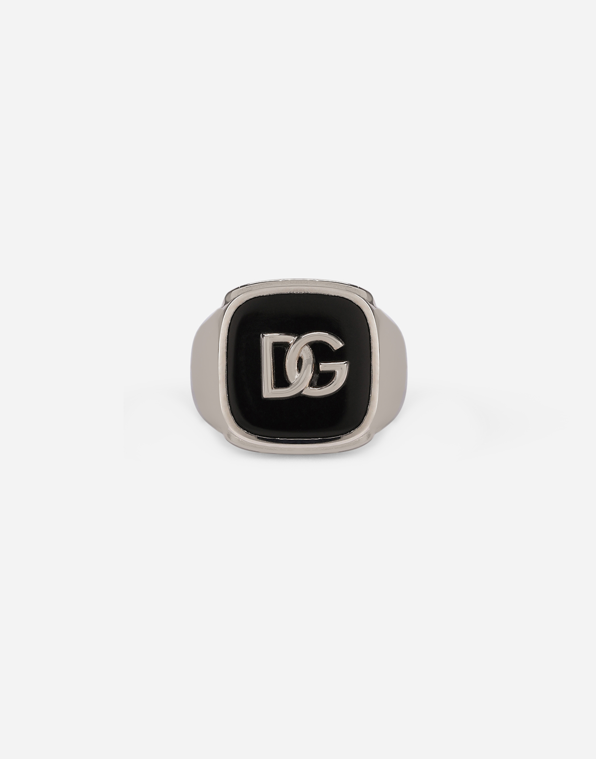 Ring with enameled accent and DG logo in Silver