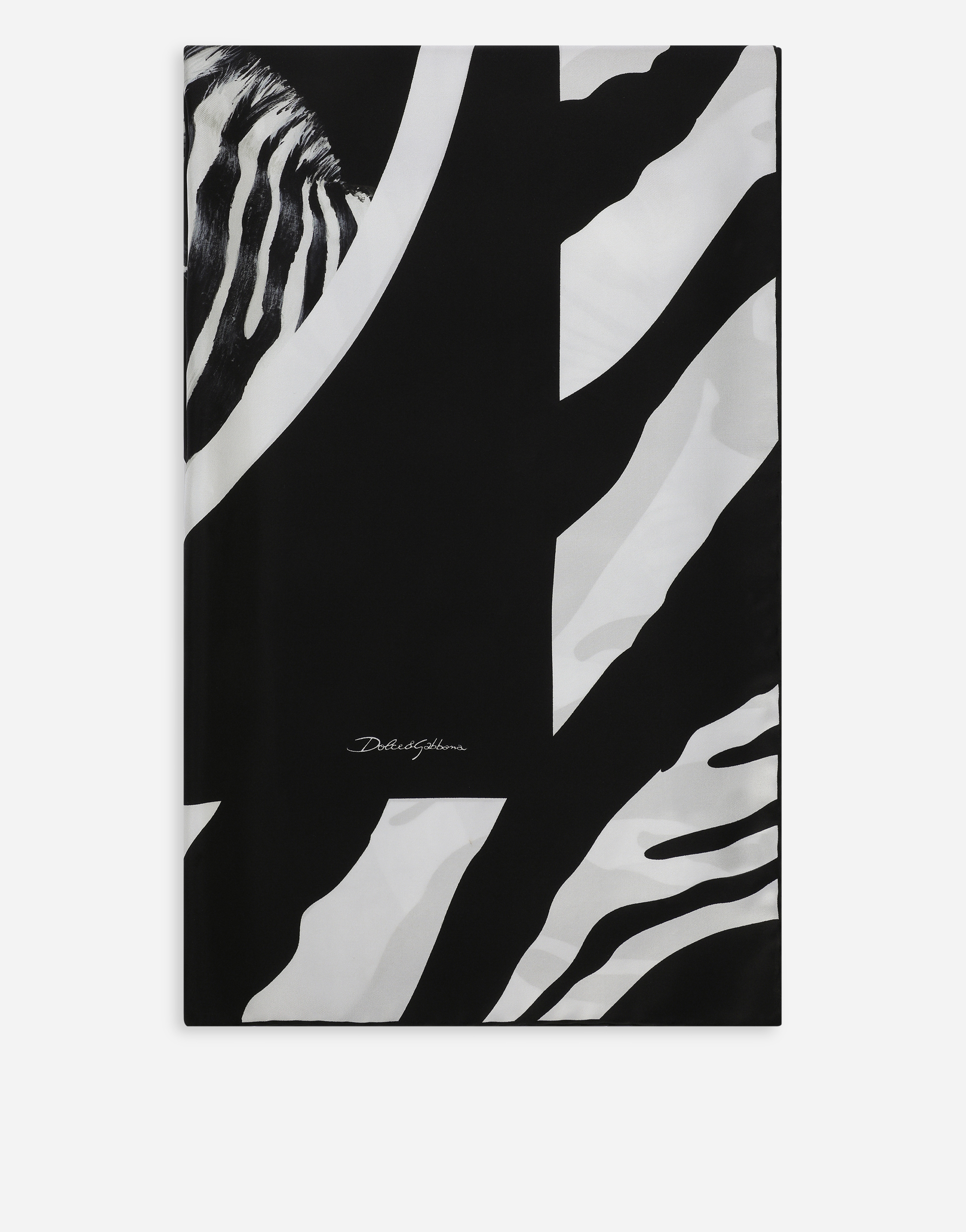 Large zebra-print twill scarf (140 x 140) in Multicolor