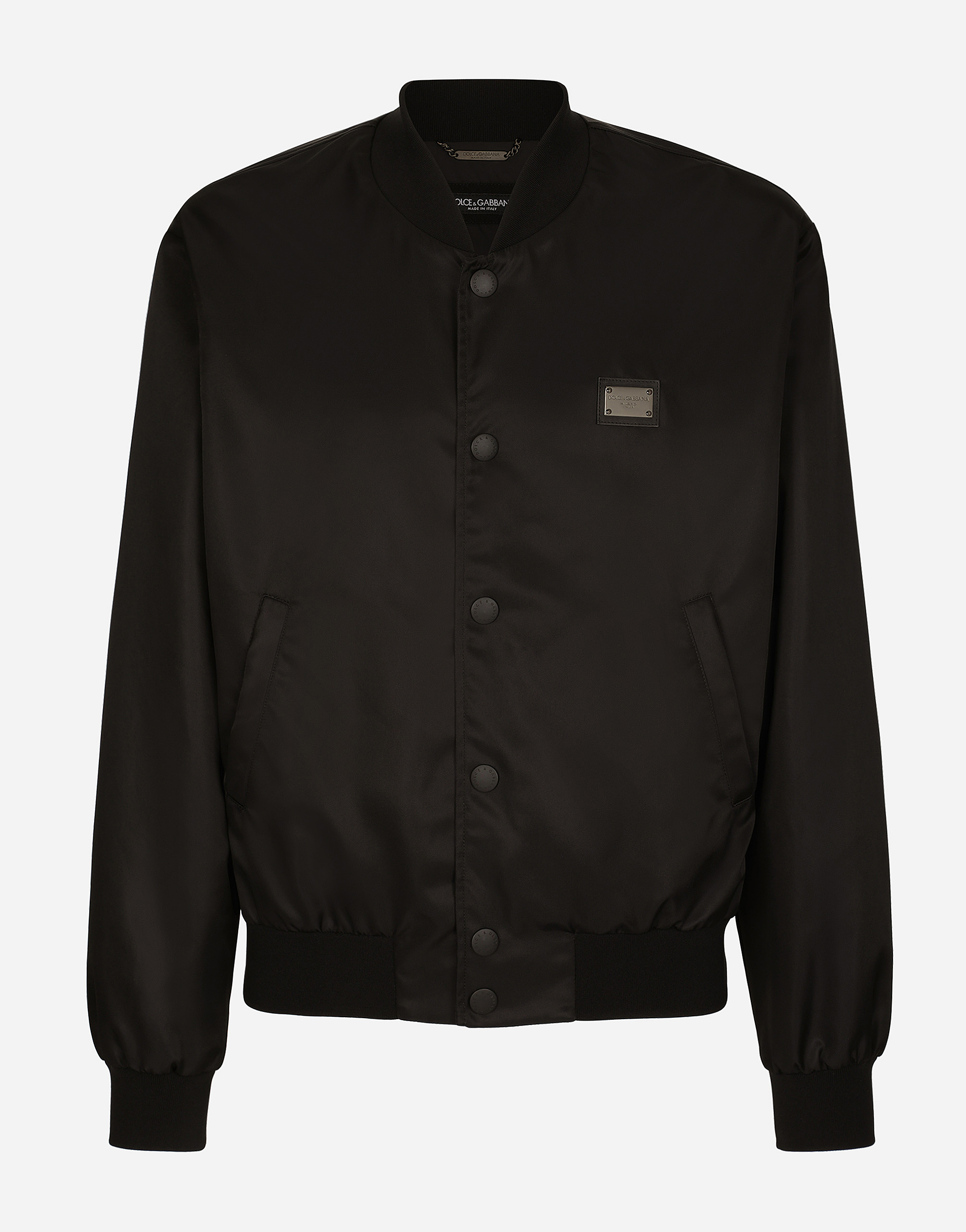 Nylon jacket with branded tag in Black