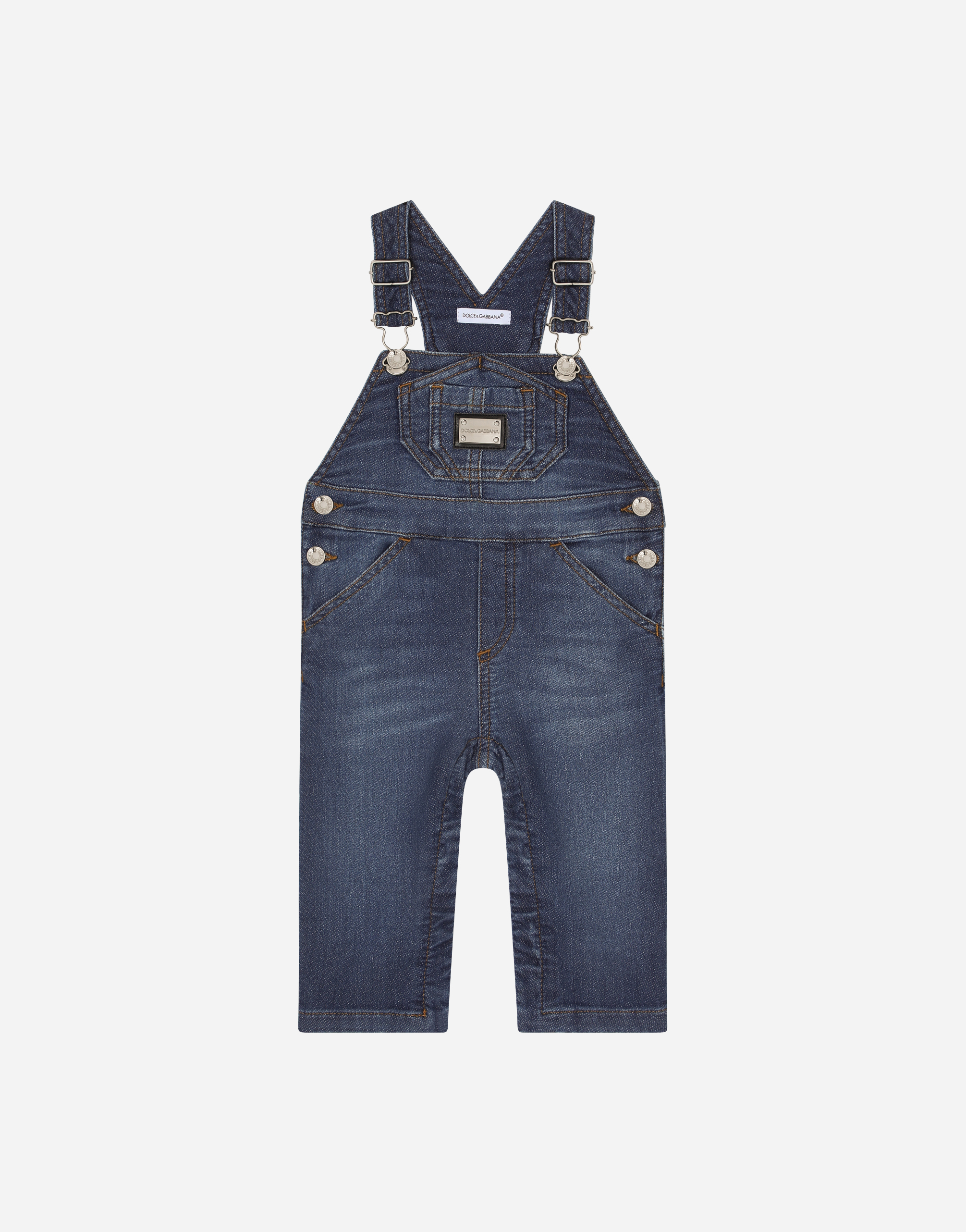 Stretch jersey denim dungarees in Multicolor