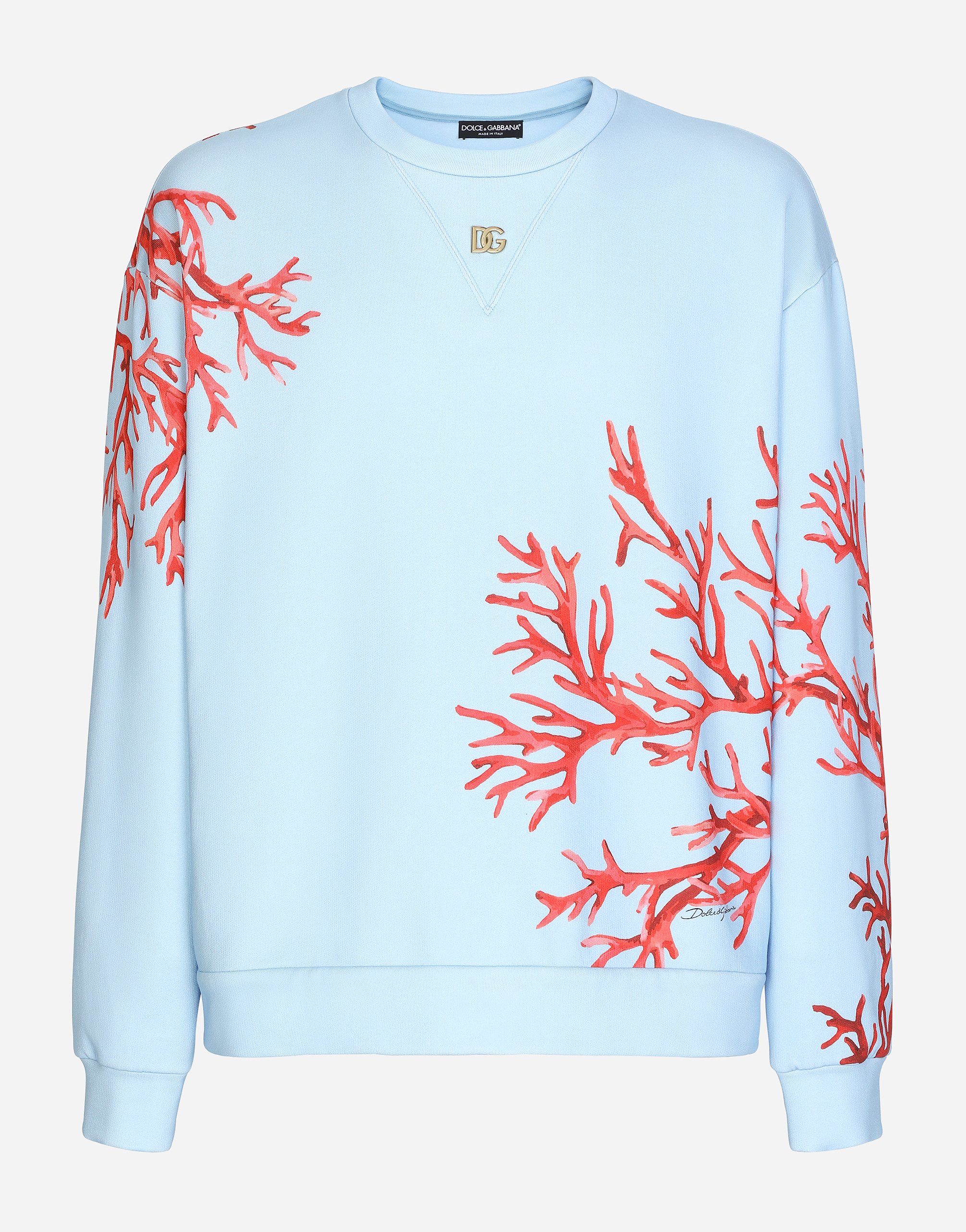 Coral-print jersey sweatshirt with DG patch in Multicolor