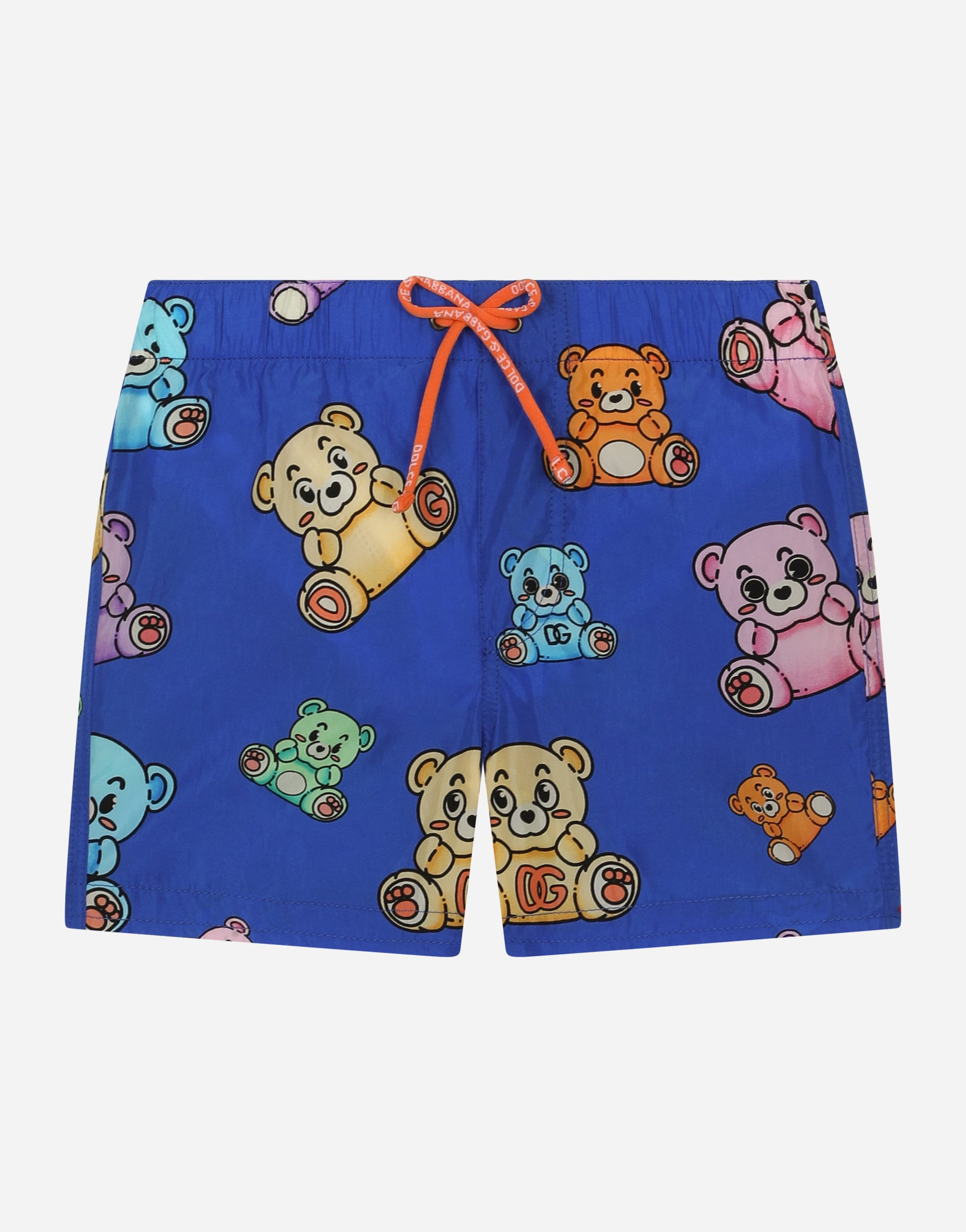 Nylon swim trunks with teddy-bear print in Multicolor