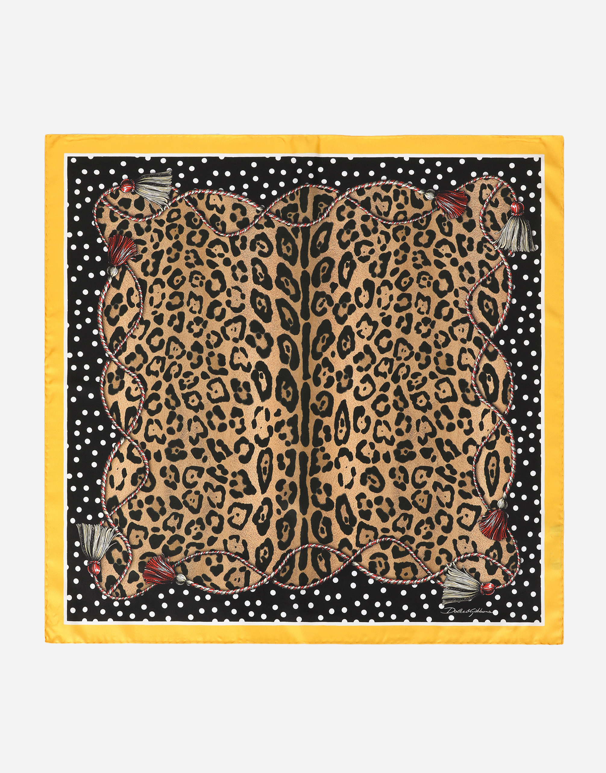 Leopard-print twill scarf (90 x 90) in Multicolor