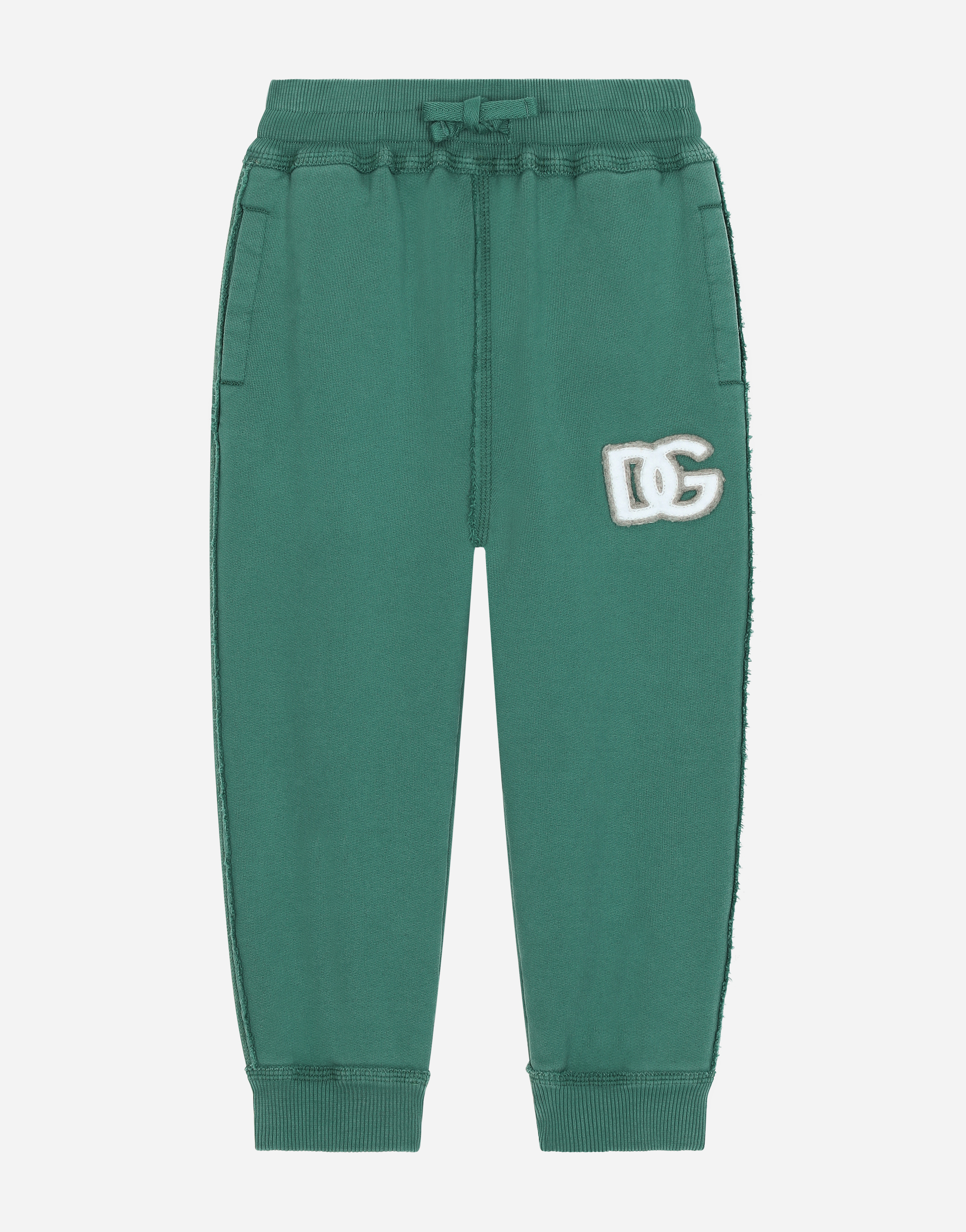Jersey jogging pants with DG logo patch in Green