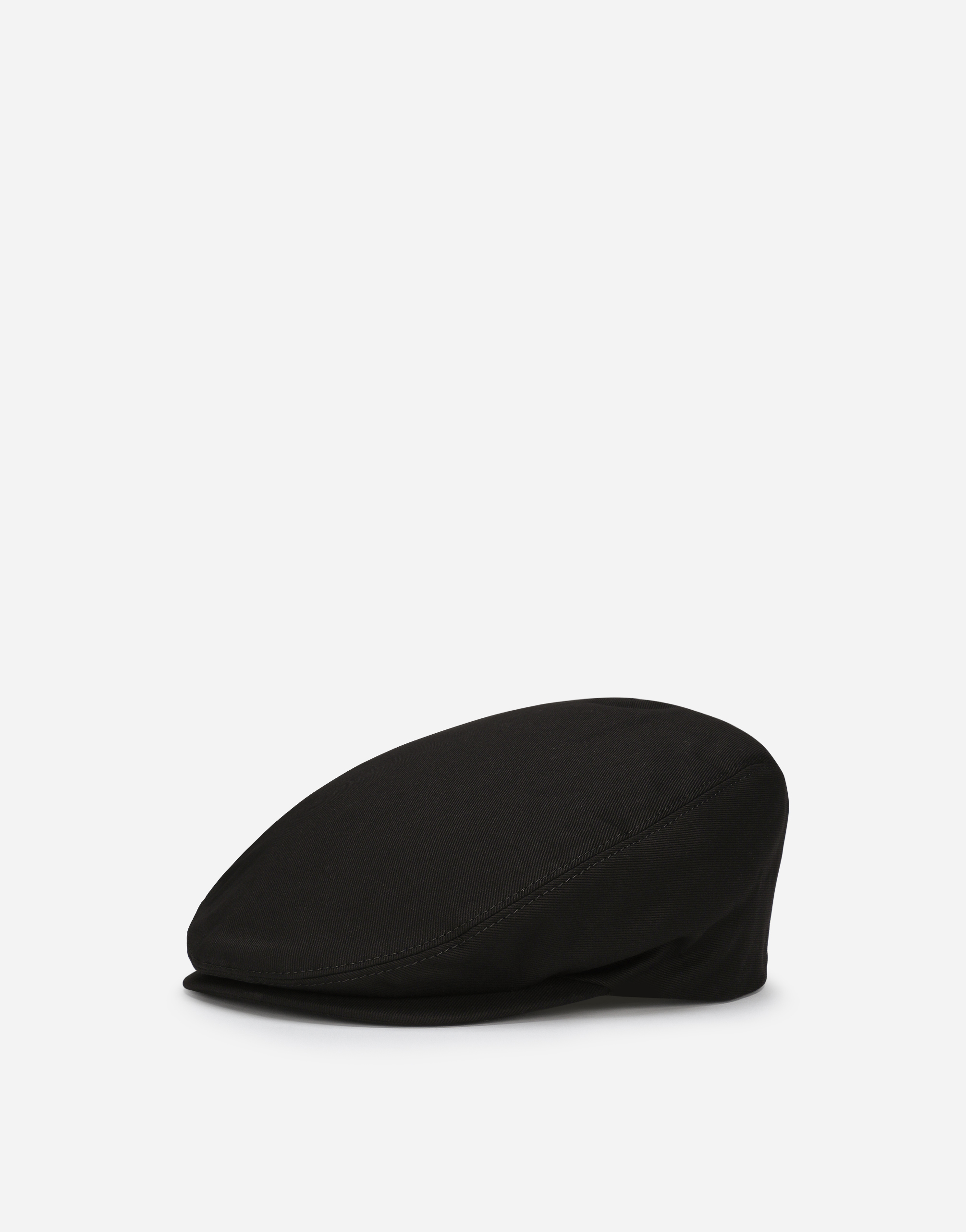 Cotton twill flat cap with logo tag in Black