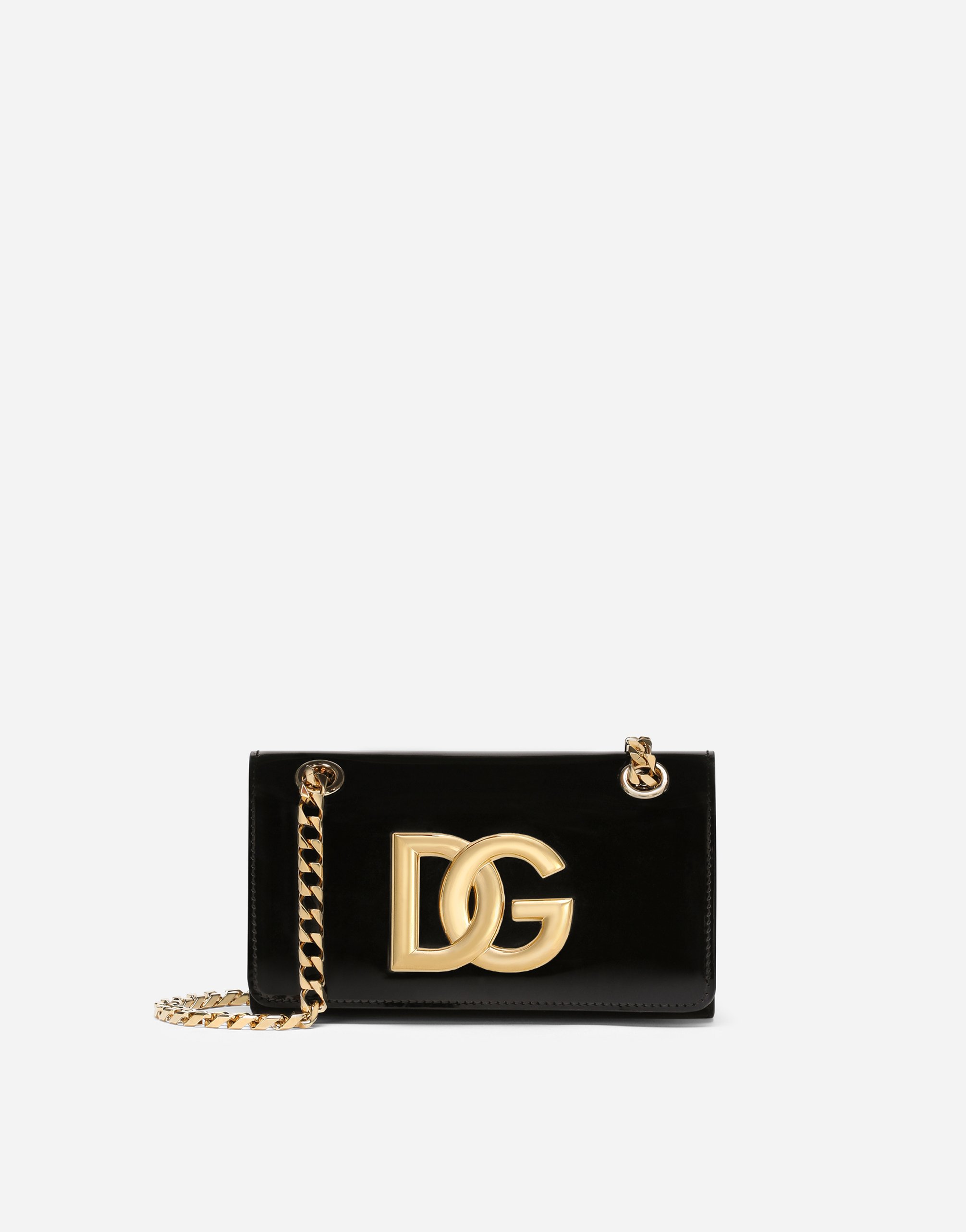 Dolce & Gabbana Polished Calfskin 3.5 Phone Bag In Black