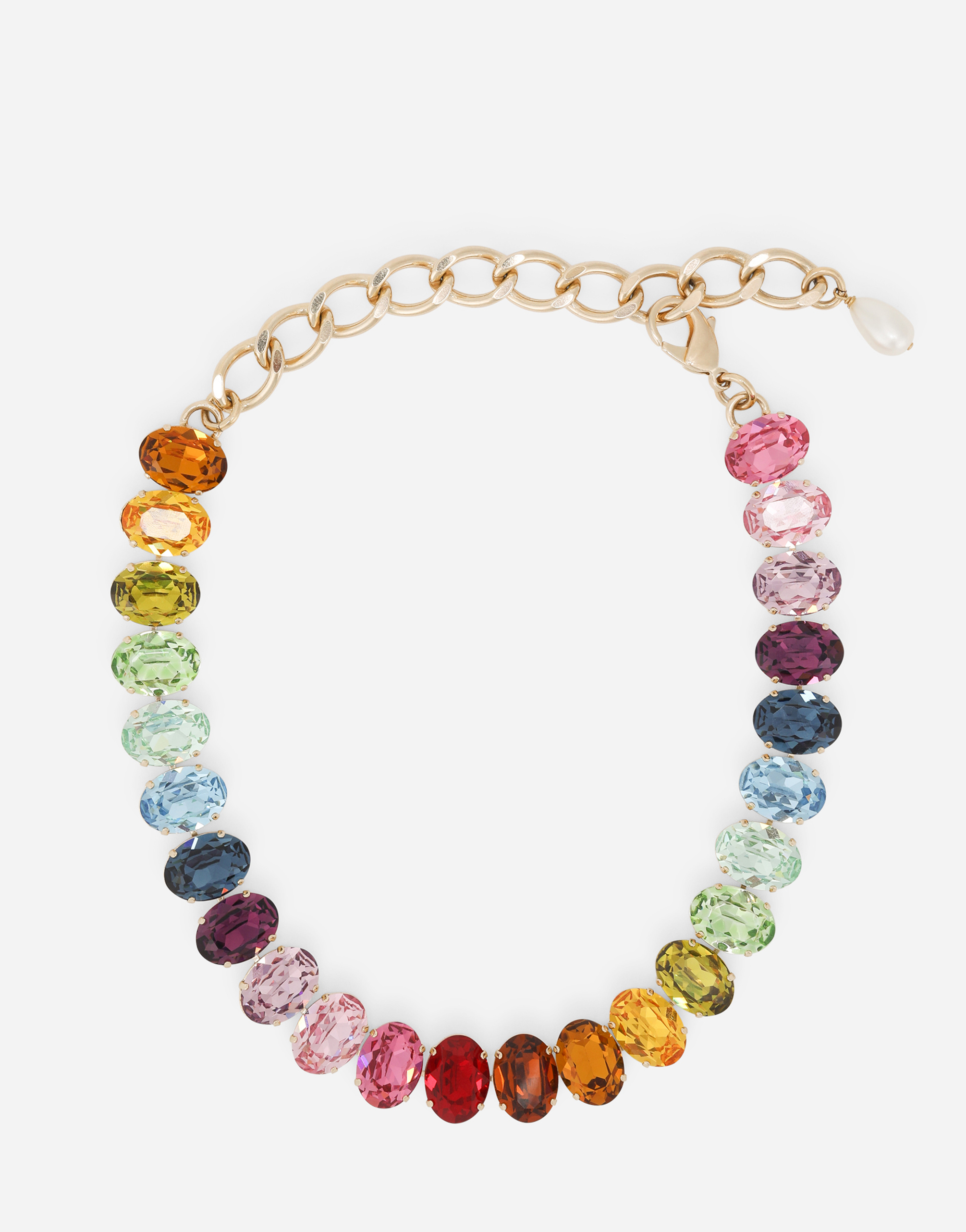 Necklace with multi-colored rhinestones in Multicolor