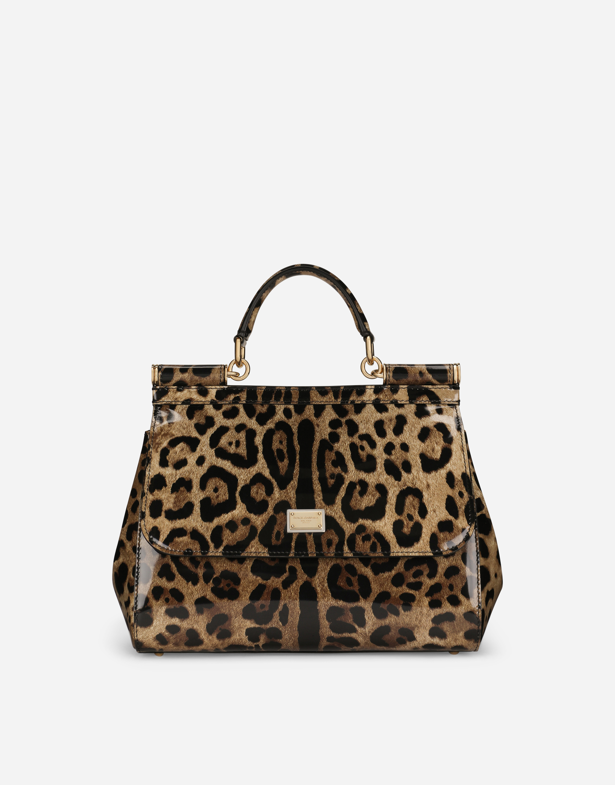KIM DOLCE&GABBANA Medium Sicily bag in leopard-print polished calfskin in Animal Print