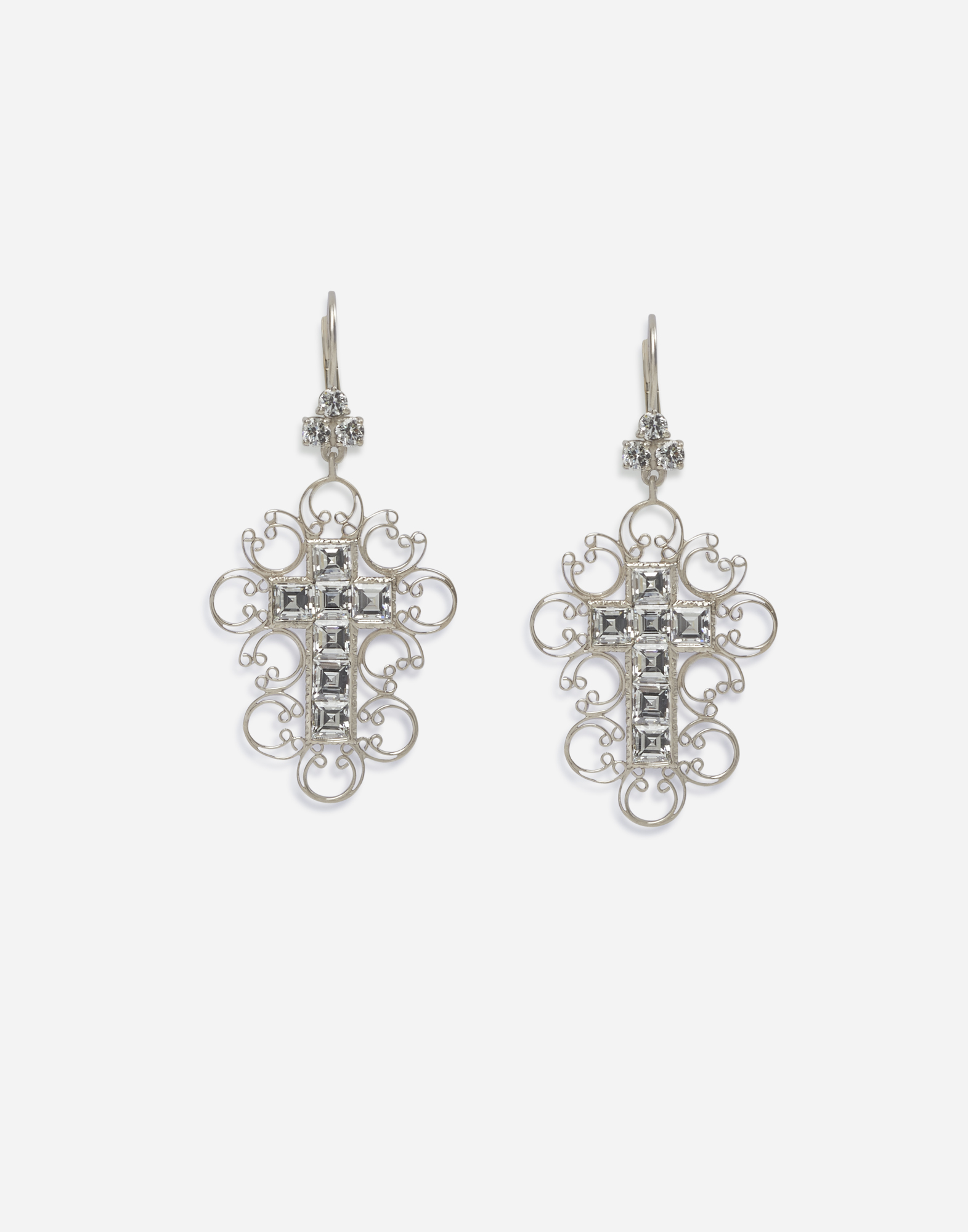 Barocco earrings in white gold with diamonds in White Gold