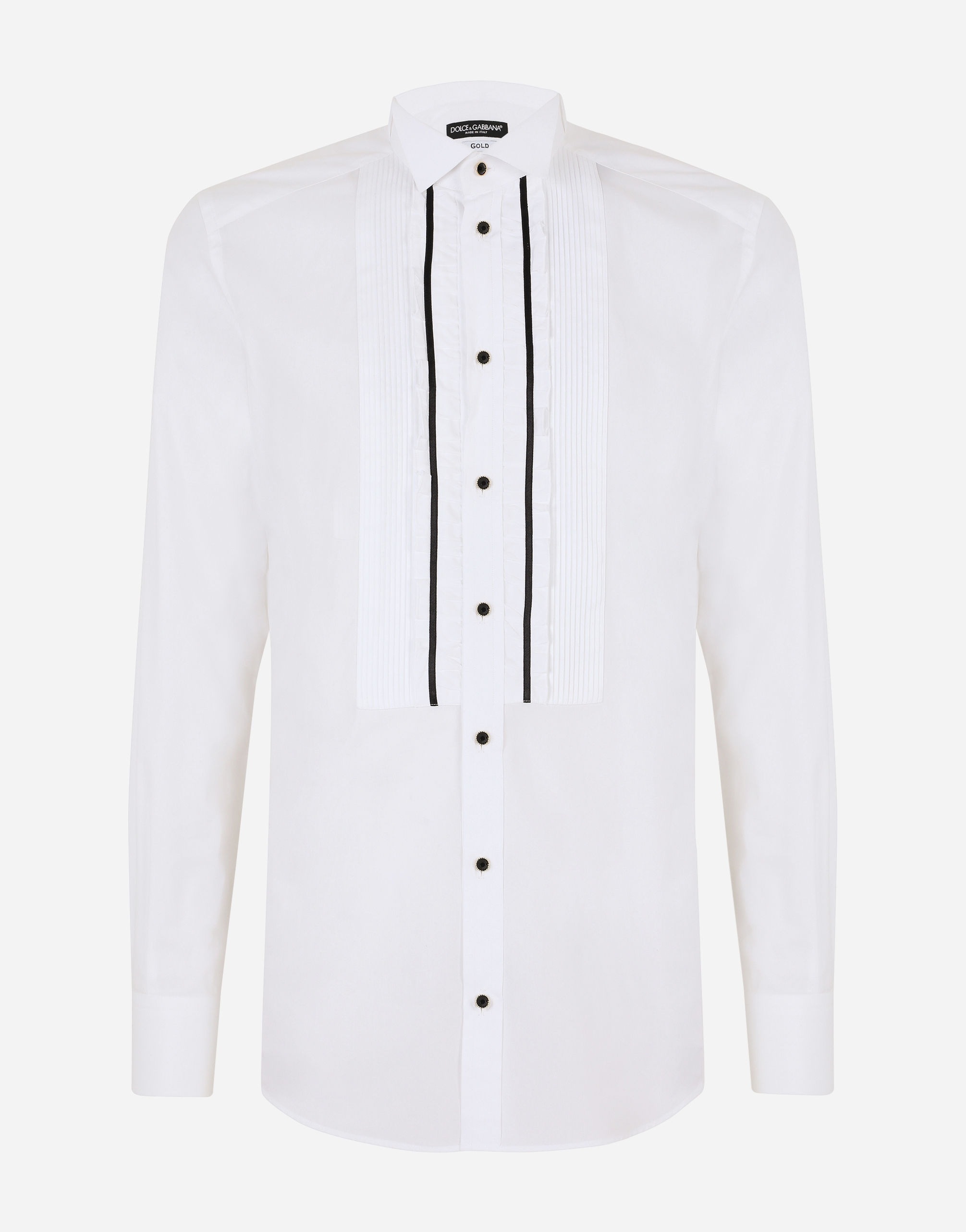 Cotton Gold-fit tuxedo shirt in White