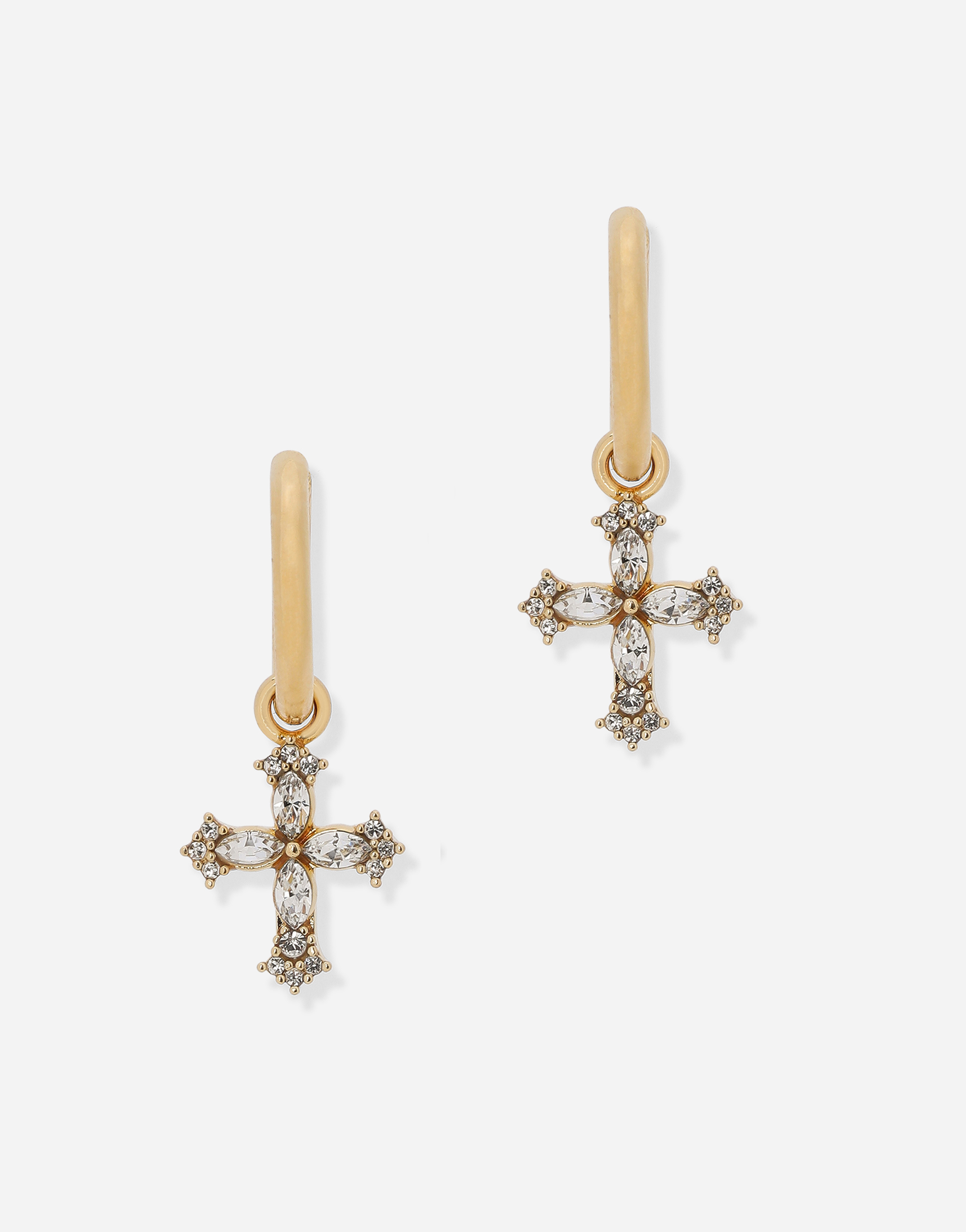 Earrings with cross and crystals in Gold