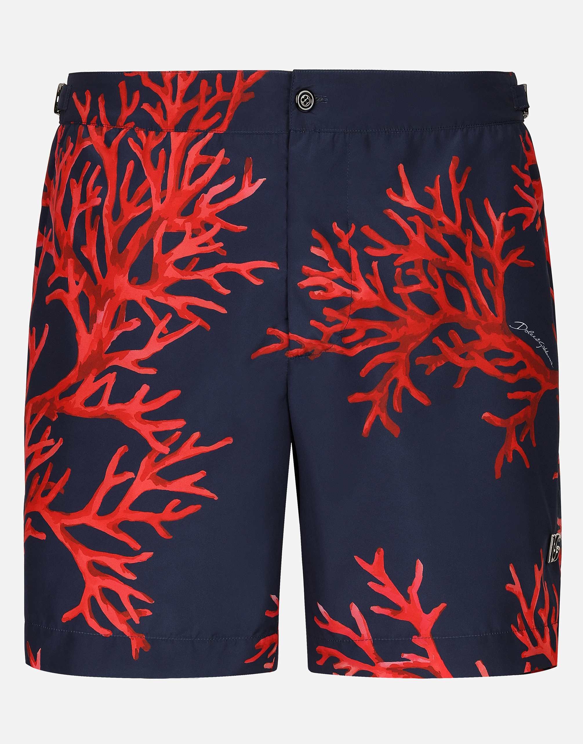 Mid-length swim shorts with coral print in Multicolor