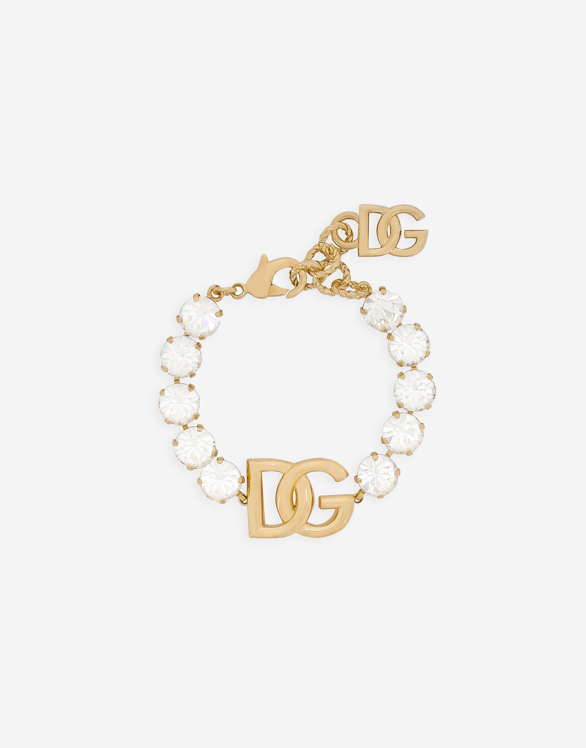 Bracelet with rhinestones and DG logo in Gold