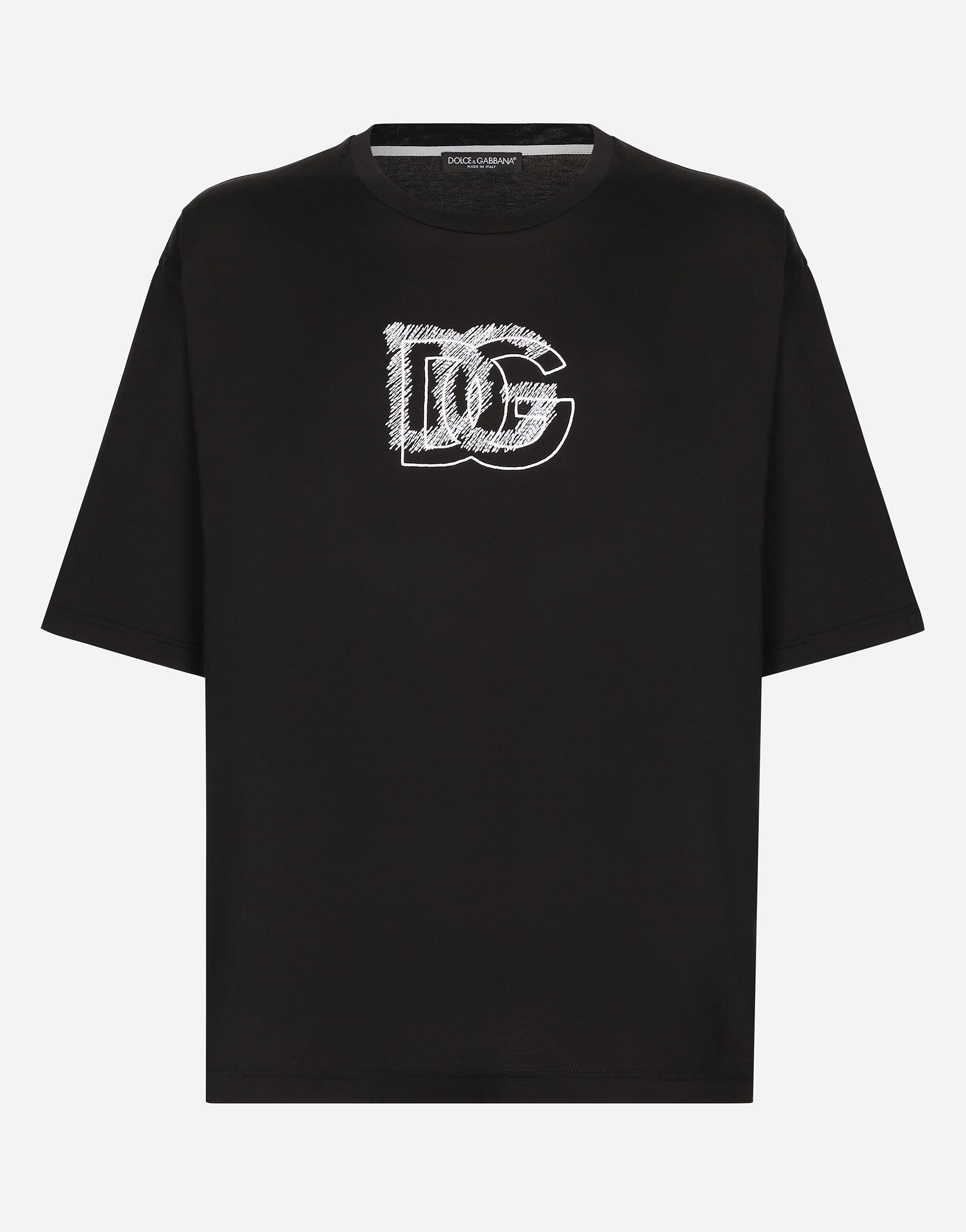 Cotton T-shirt with DG embroidery in Black