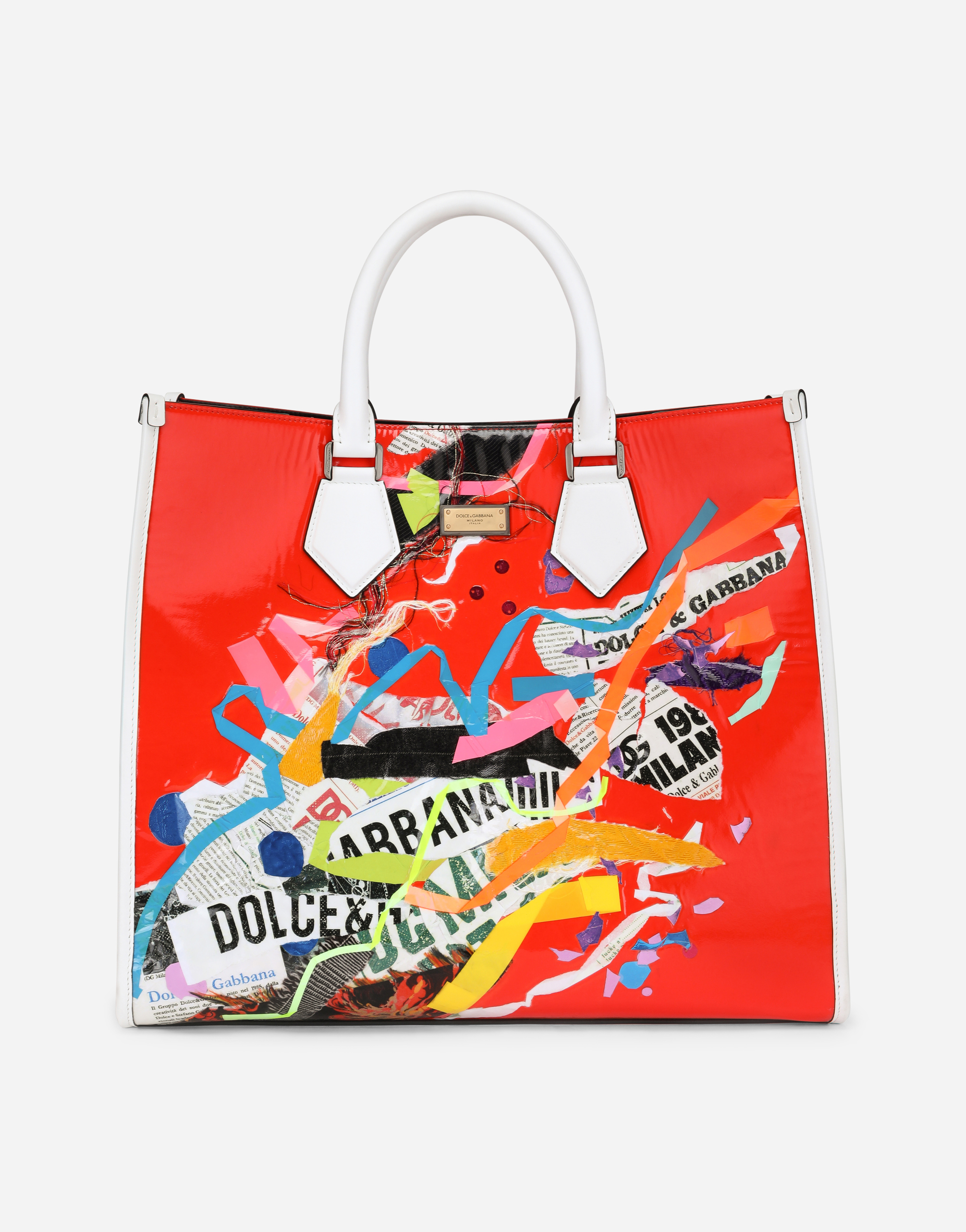 Edge shopper with patchwork appliqués in Multicolor