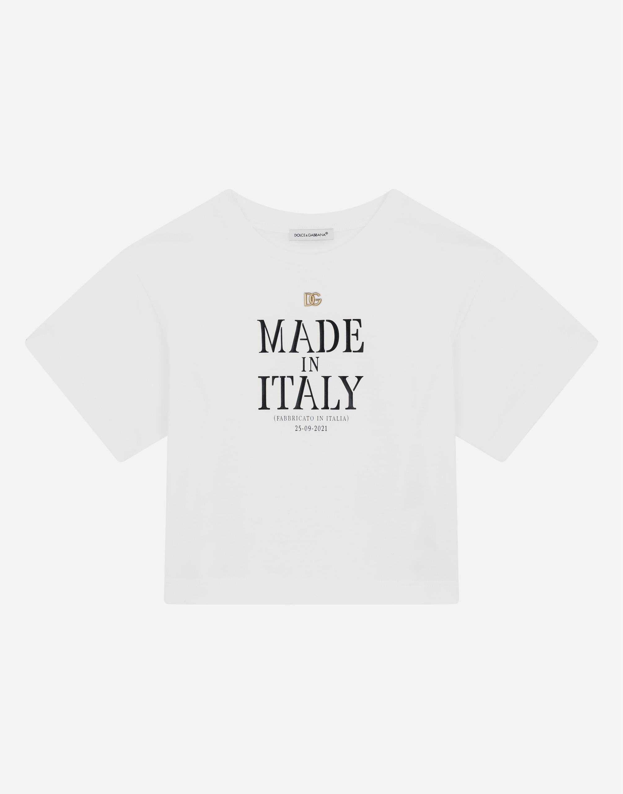 Jersey T-shirt with Made in Italy print in White