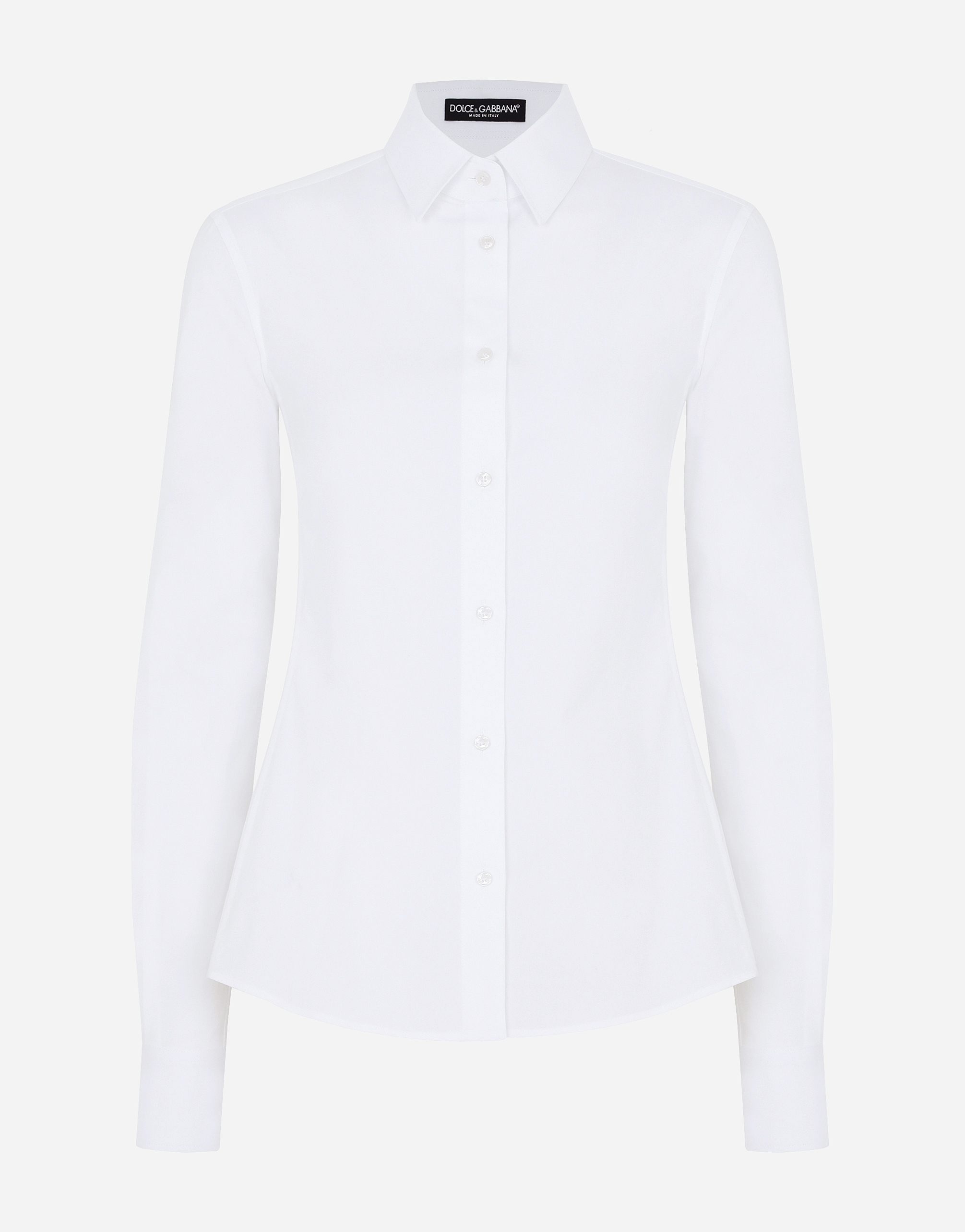 Stretch poplin shirt in White