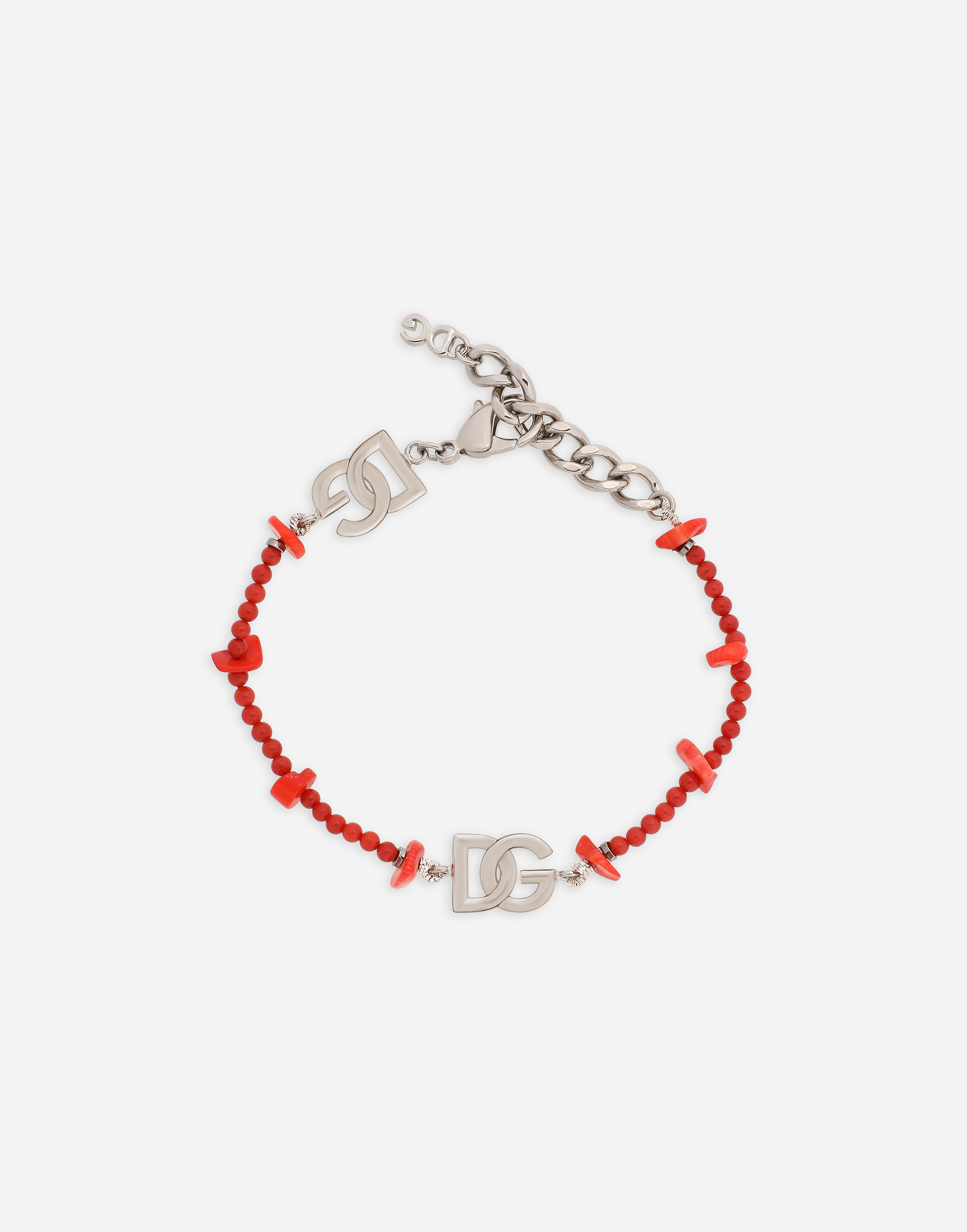 Bracelet with resin coral and DG logo embellishment in Silver