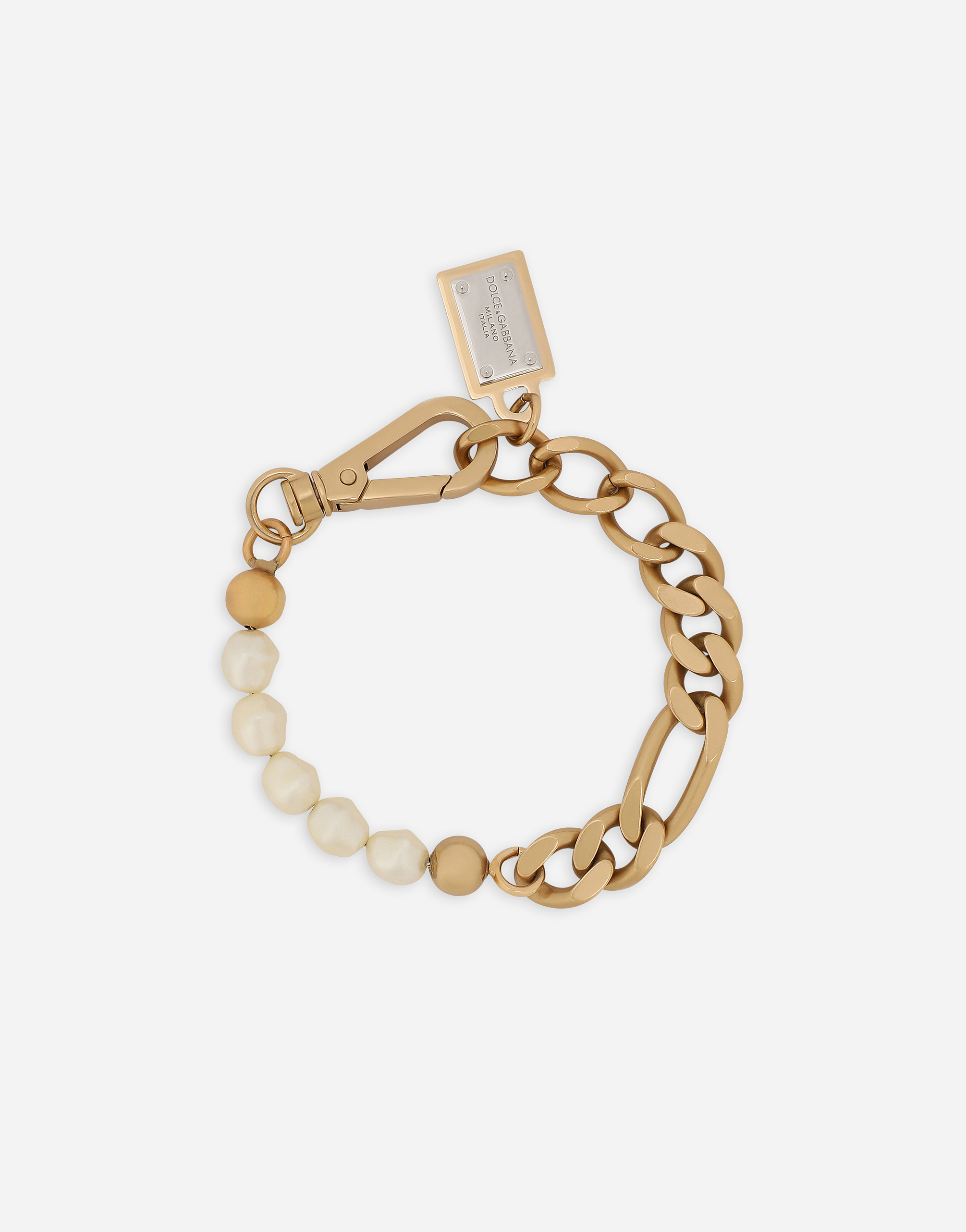 Link bracelet with pearls in Gold