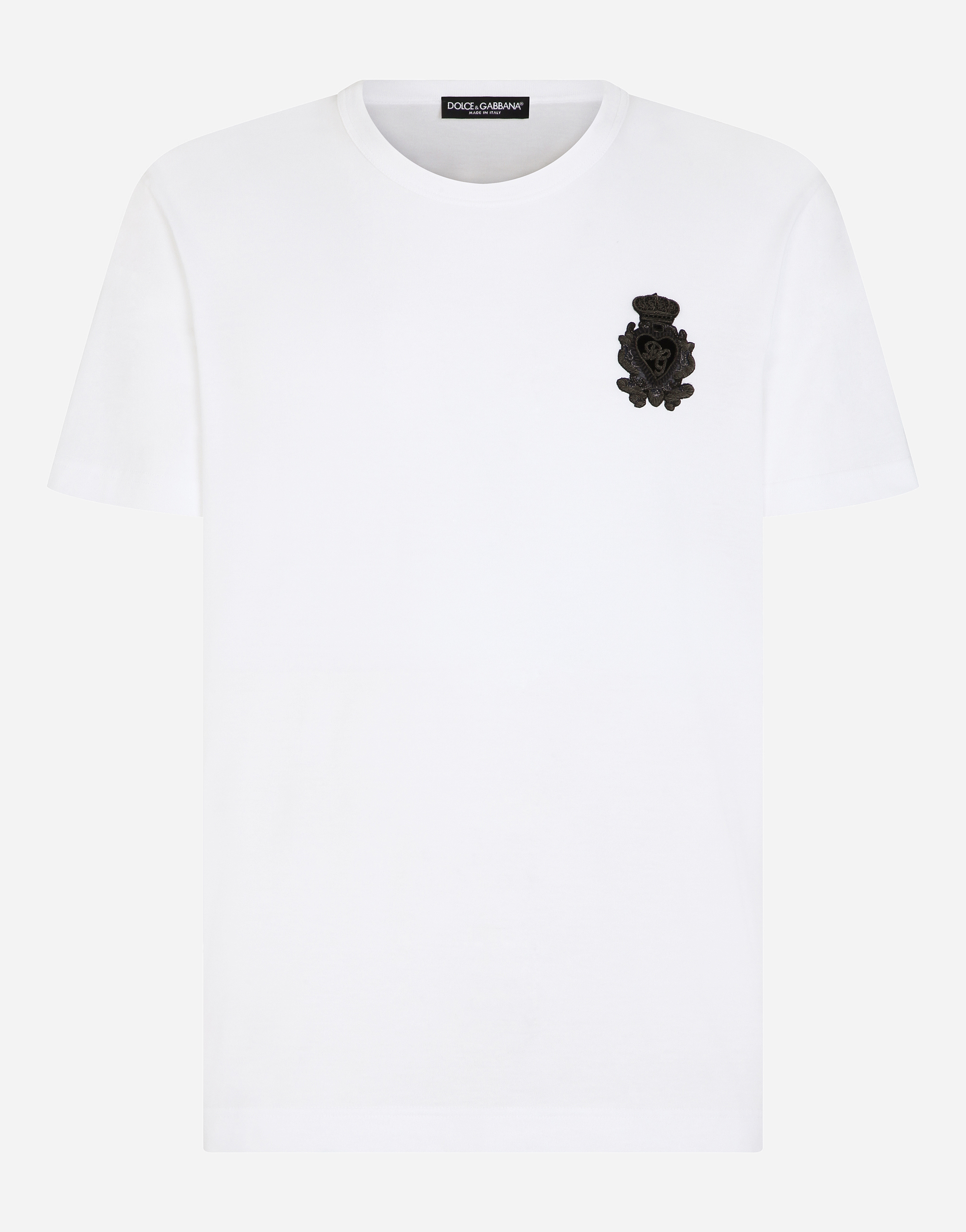 Cotton t-shirt with heraldic patch in White