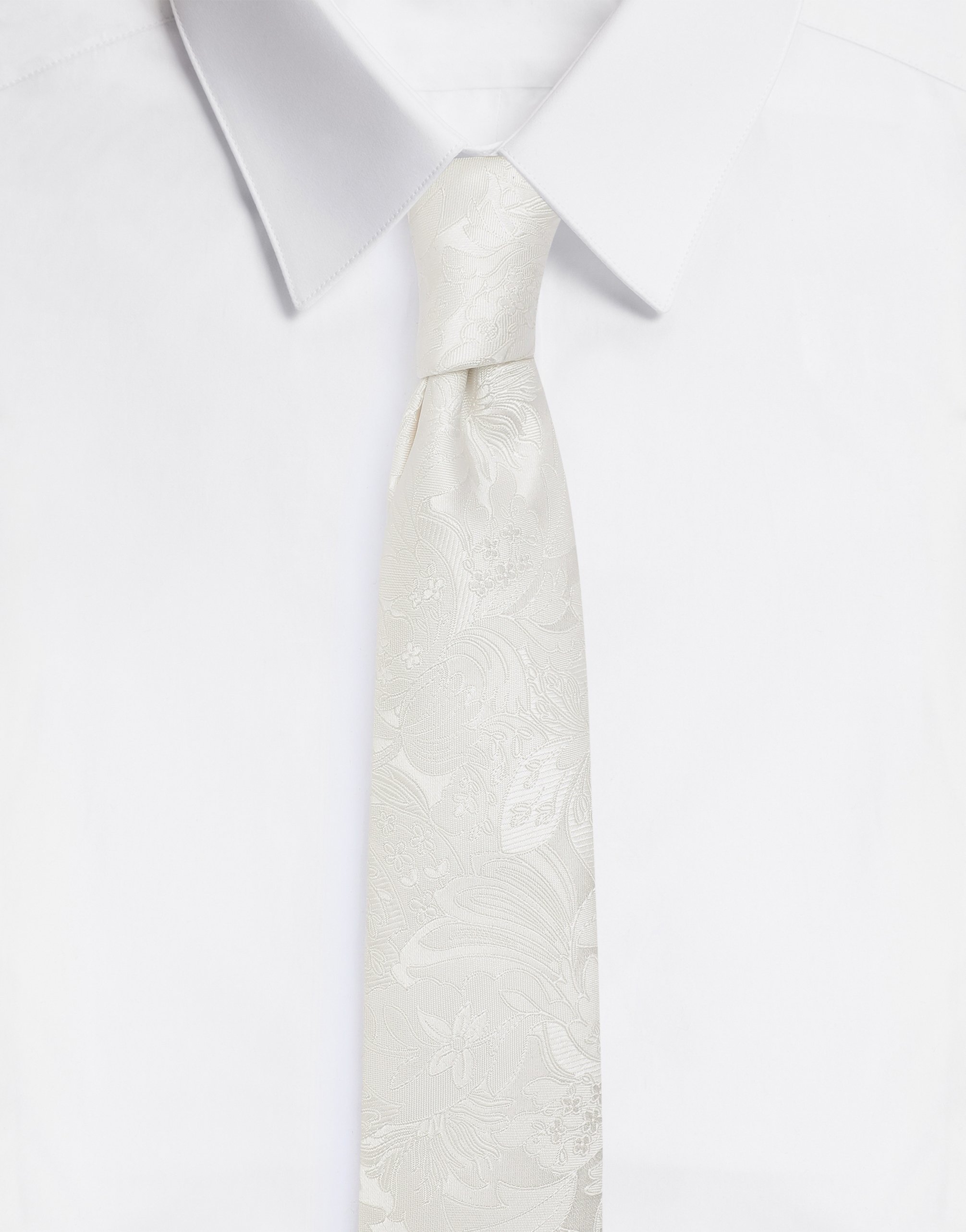 6-cm silk jacquard blade tie in White