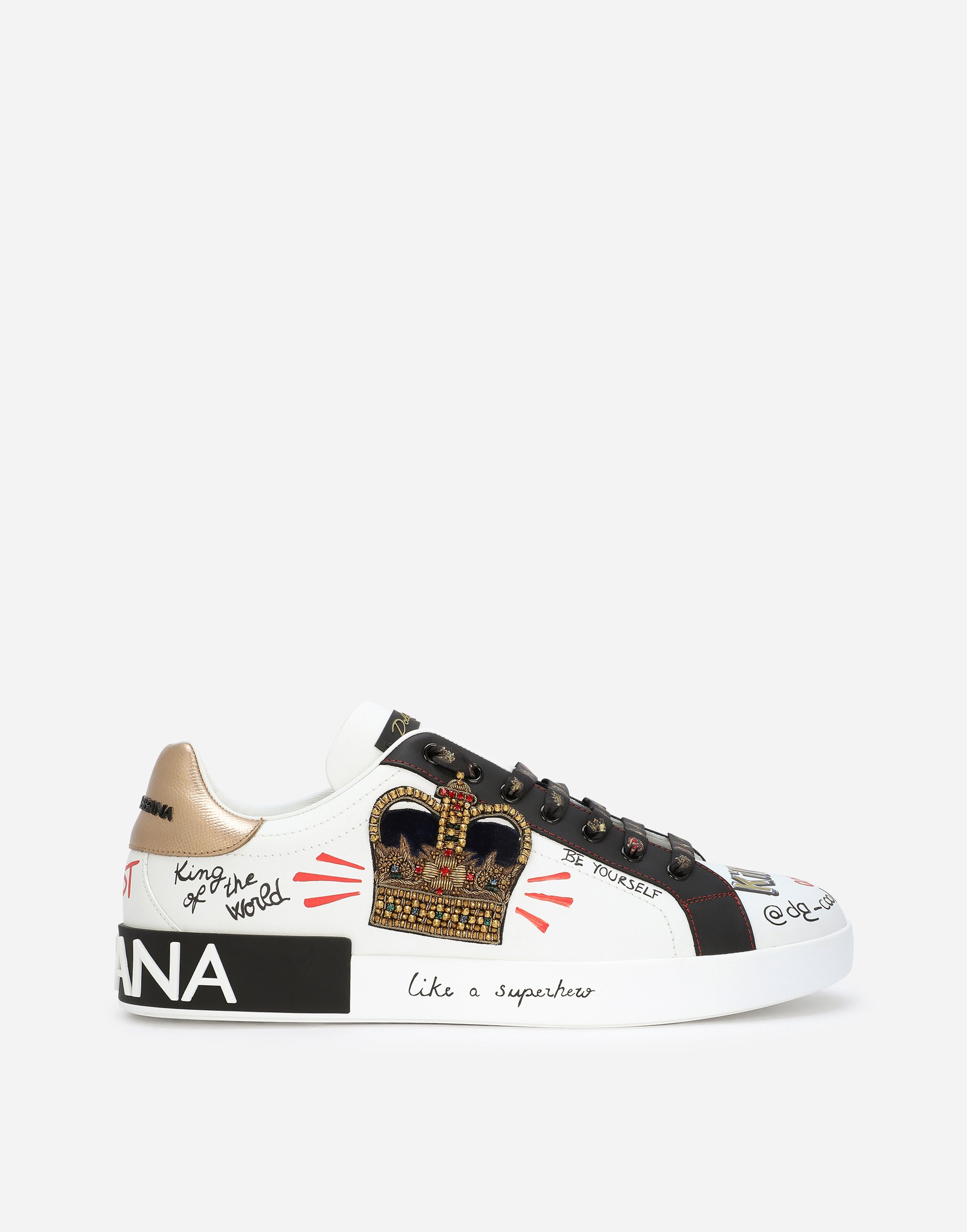 Portofino sneakers in printed nappa calfskin with patch in White