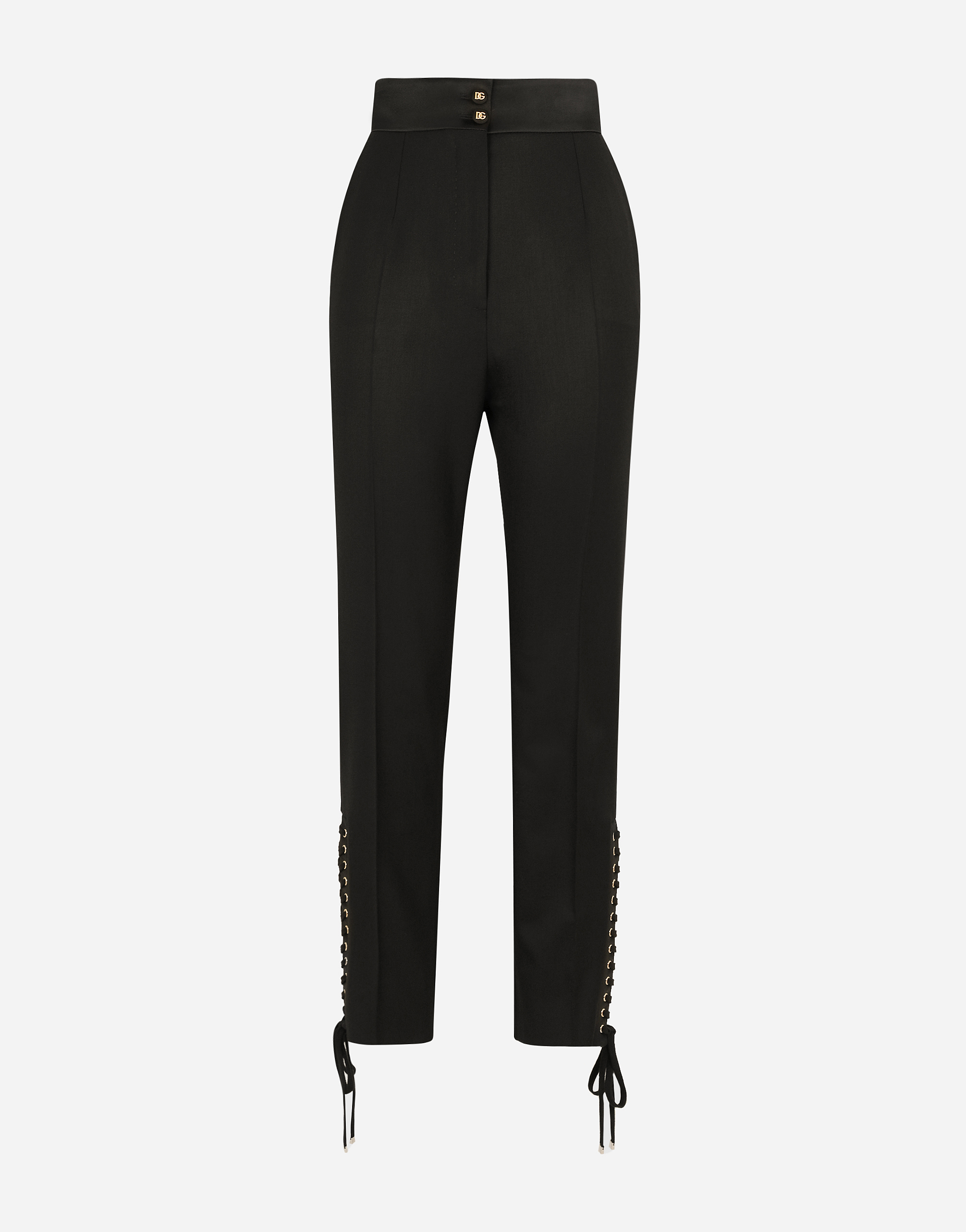 Twill pants with lacing in Black
