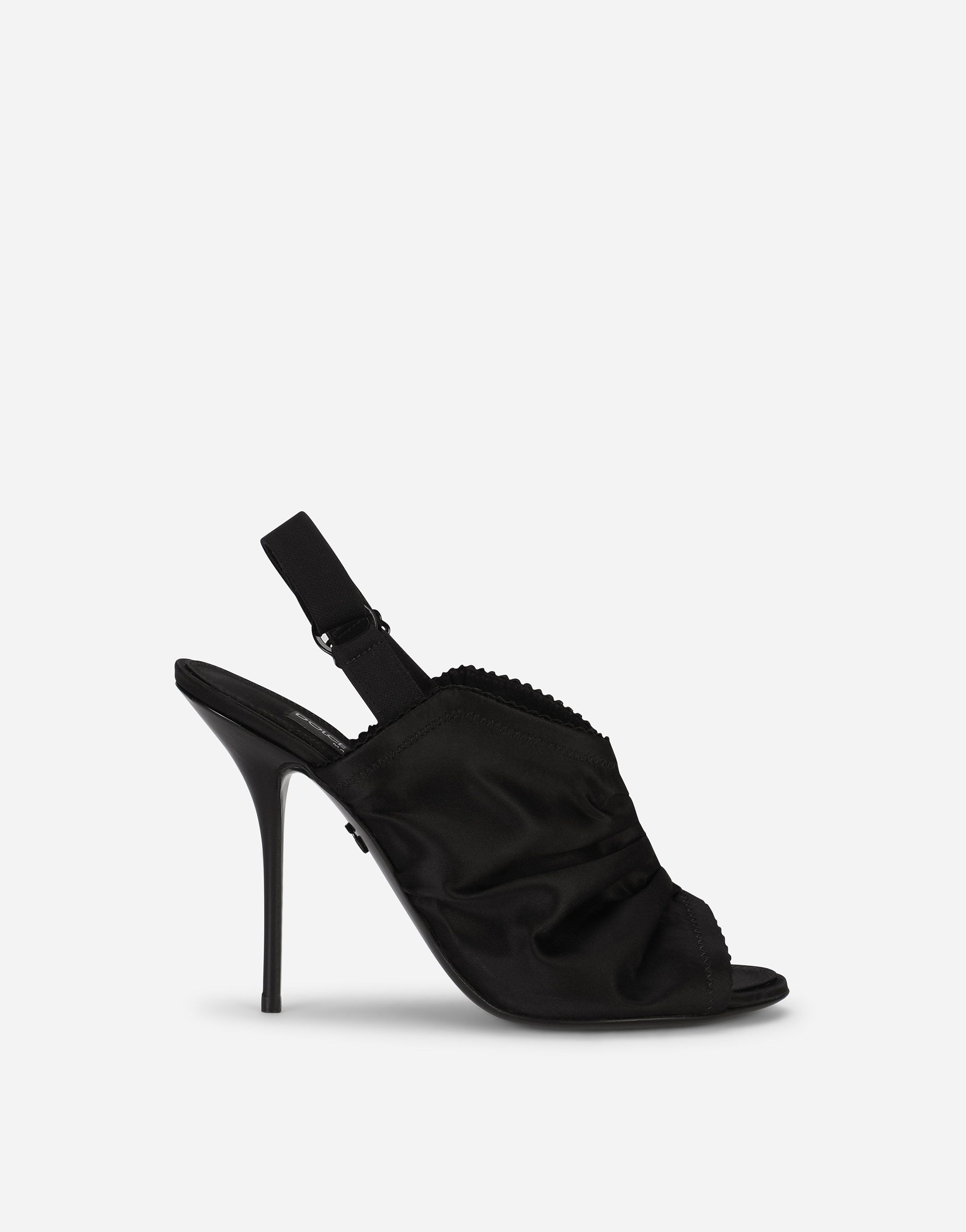 Satin slingbacks with corset-style fastening in Black