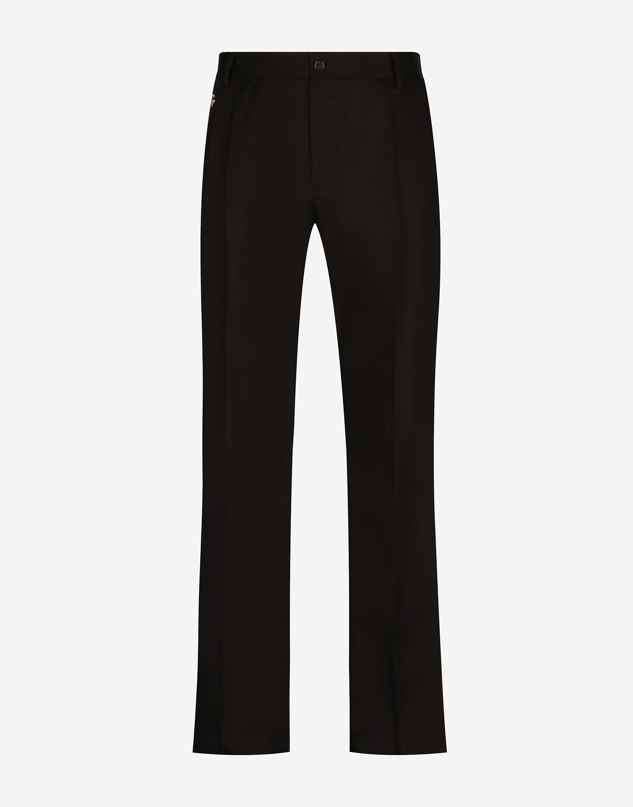 Stretch cotton pants with bands and DG patch in Black