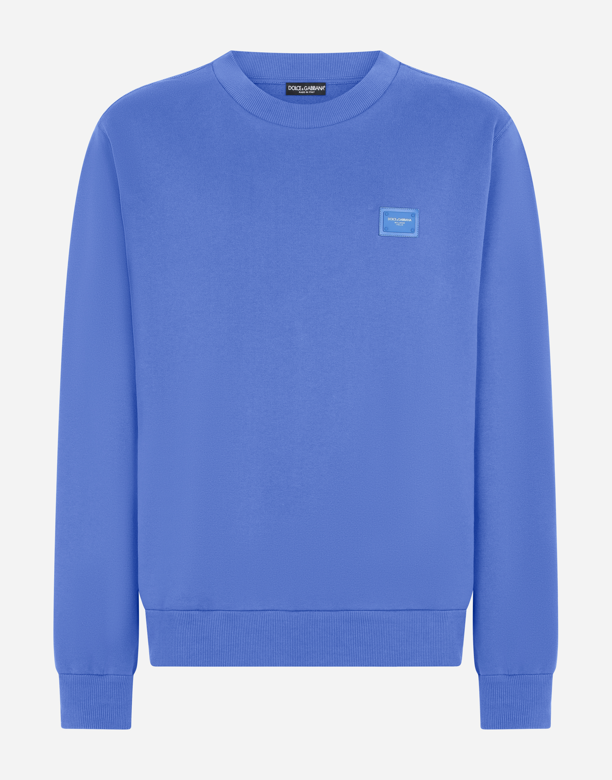 Jersey sweatshirt with branded plate in Blue