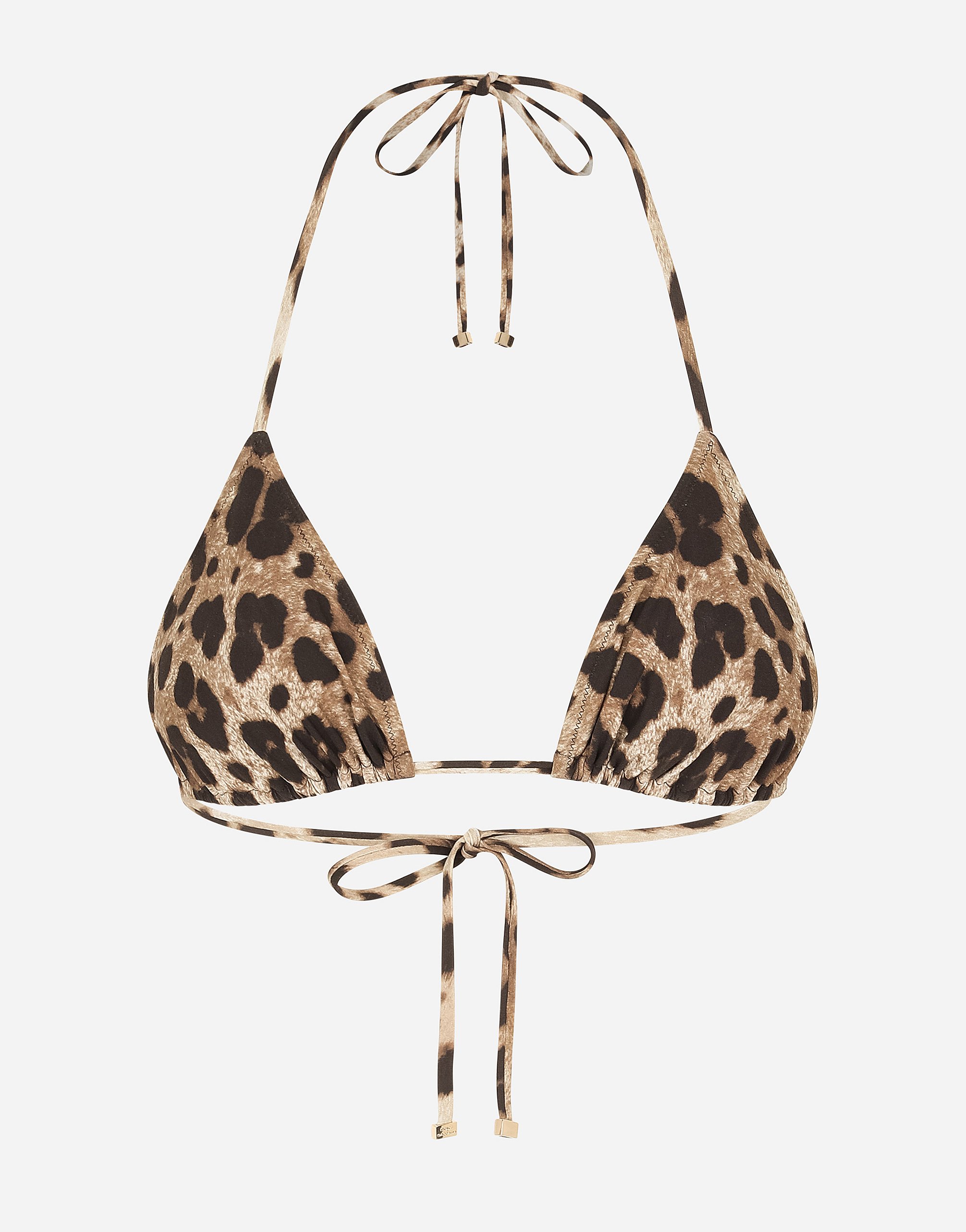 Leopard-print triangle bikini top in Multicolor
