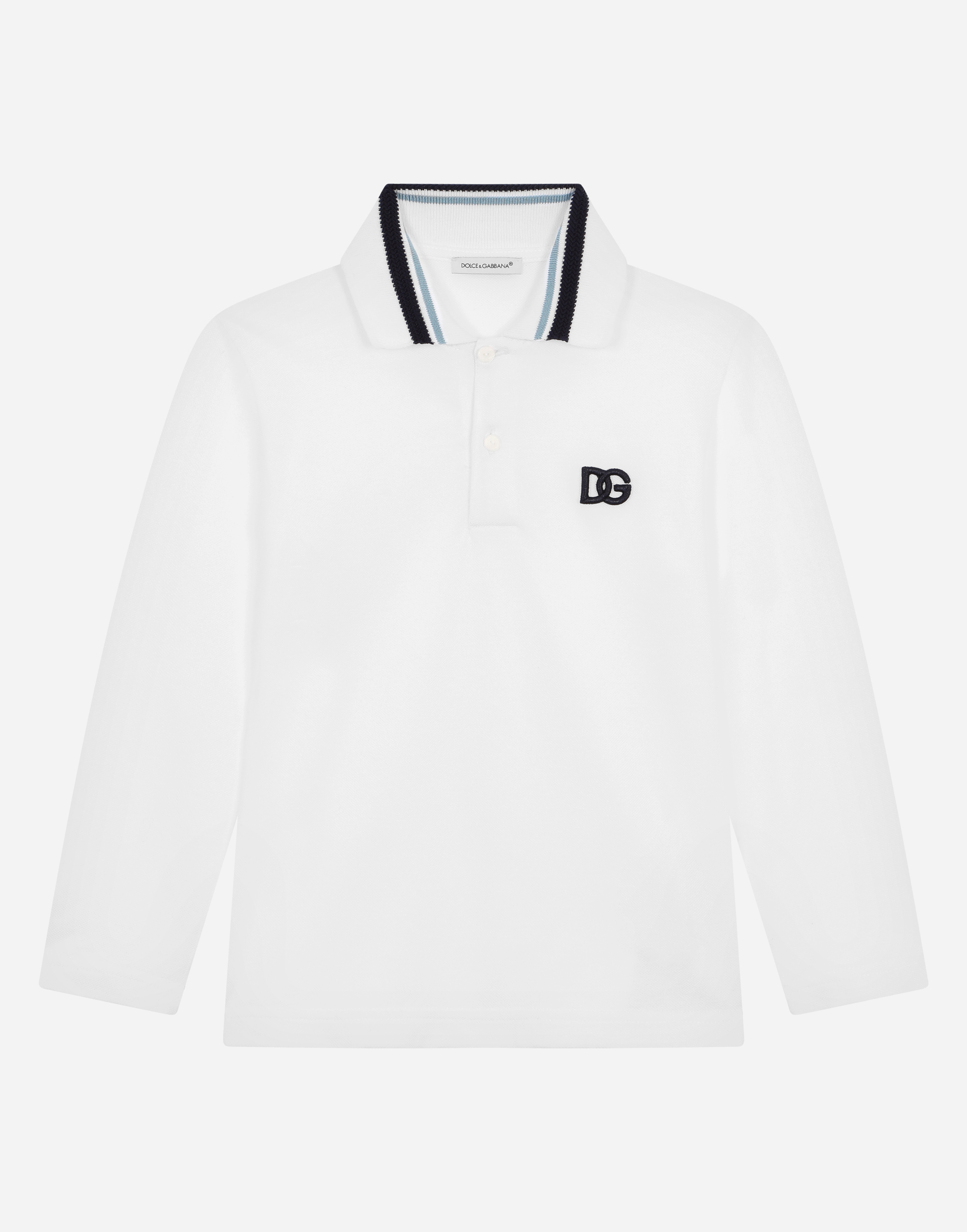 Cotton piqué polo-shirt with DG logo embroidery in White