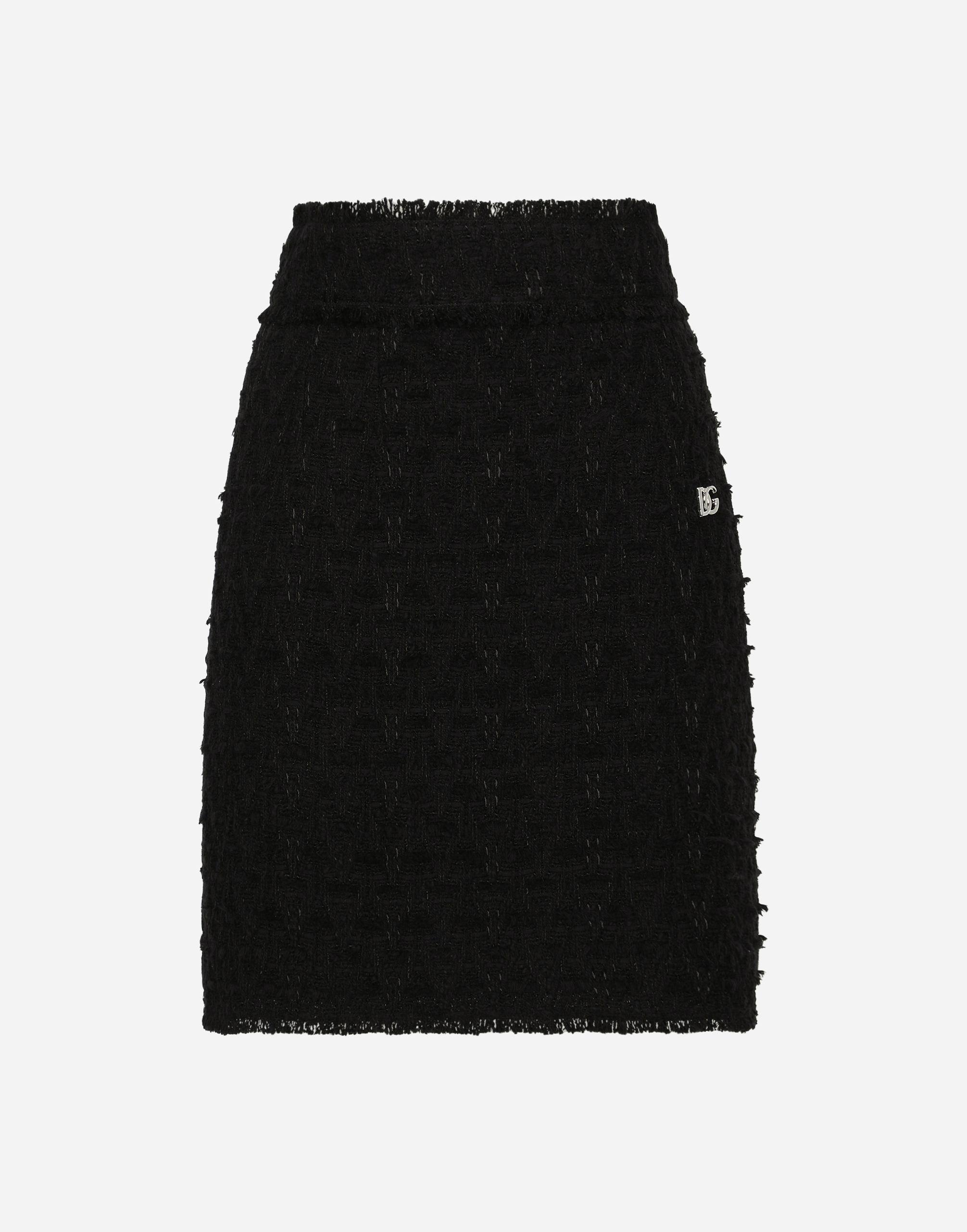 Rush-stitch skirt with side slit in Black