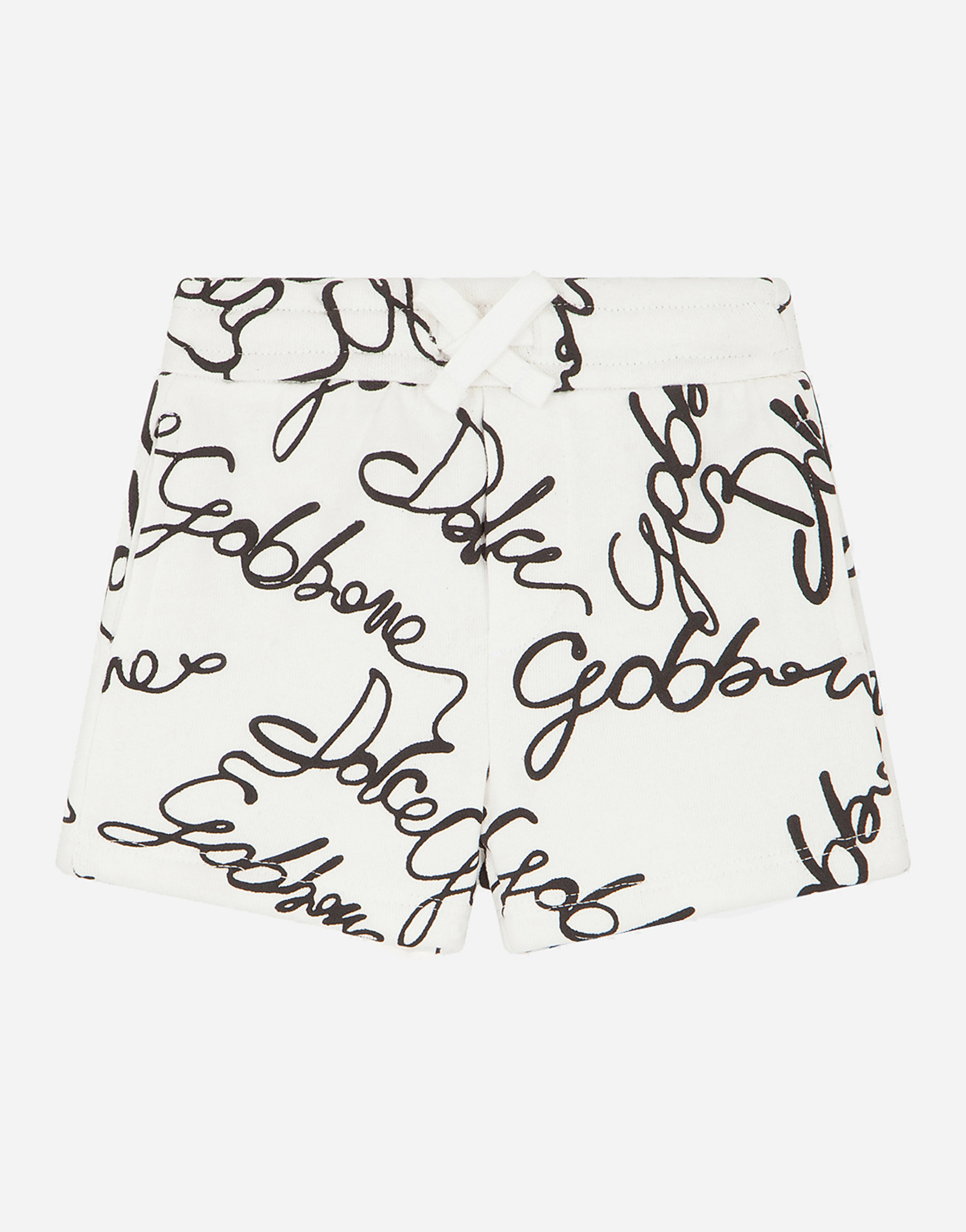 DOLCE & GABBANA JERSEY JOGGING SHORTS WITH ALL-OVER LOGO PRINT