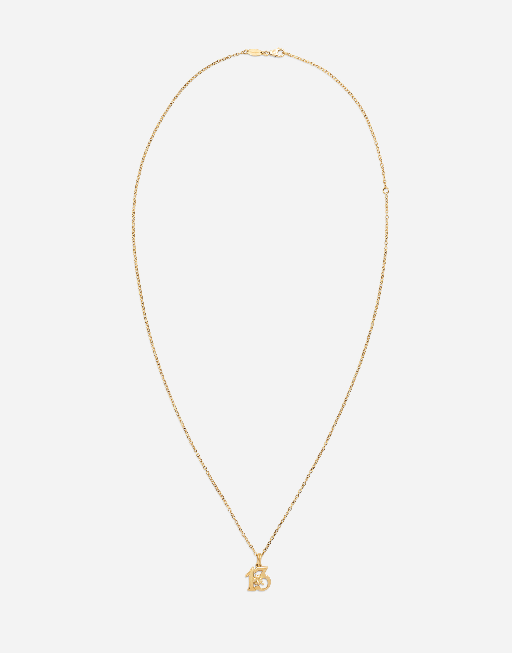 Good luck number 13 pendant on yellow gold chain in Gold