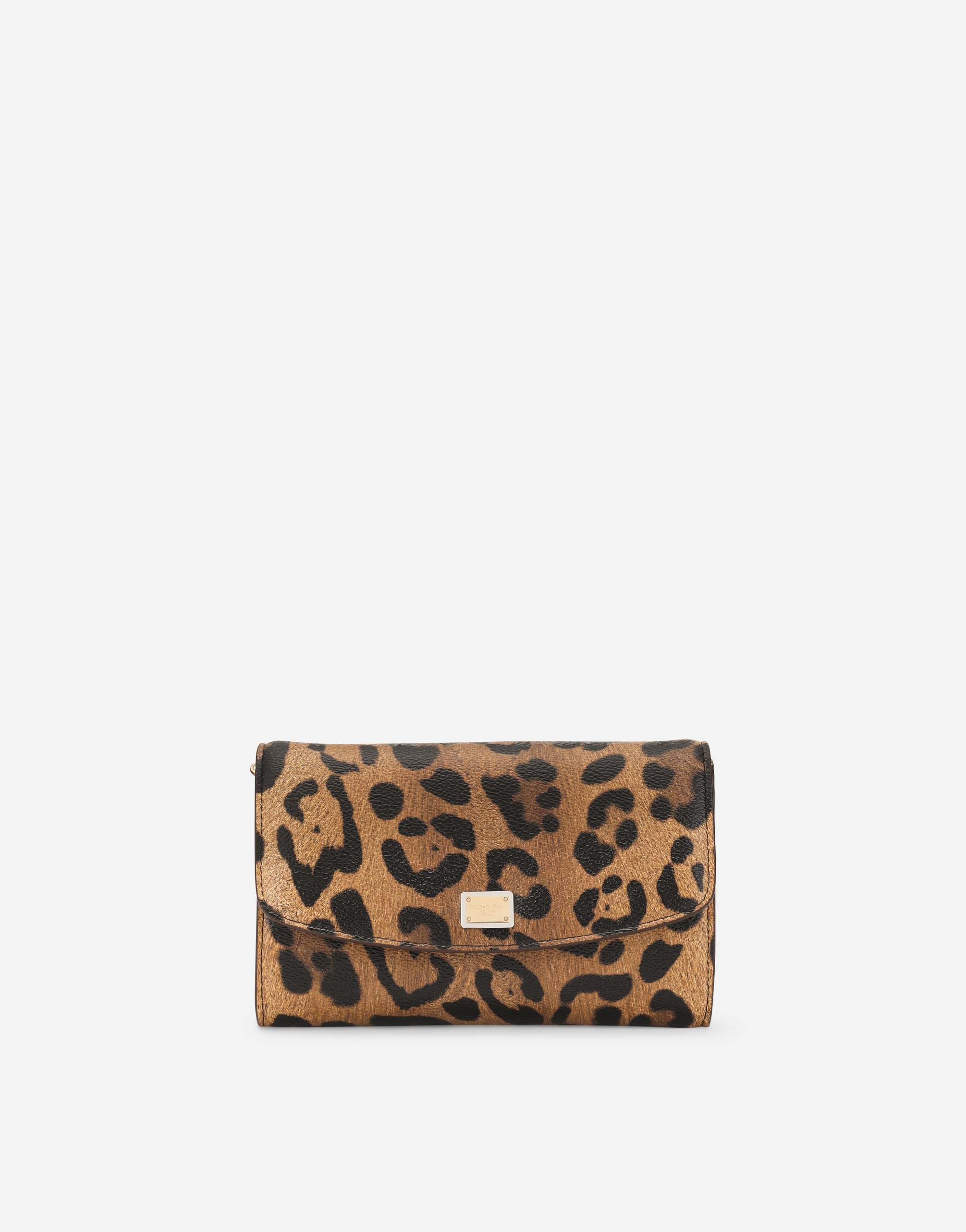 Leopard-print Crespo mini bag with branded plate in Multicolor